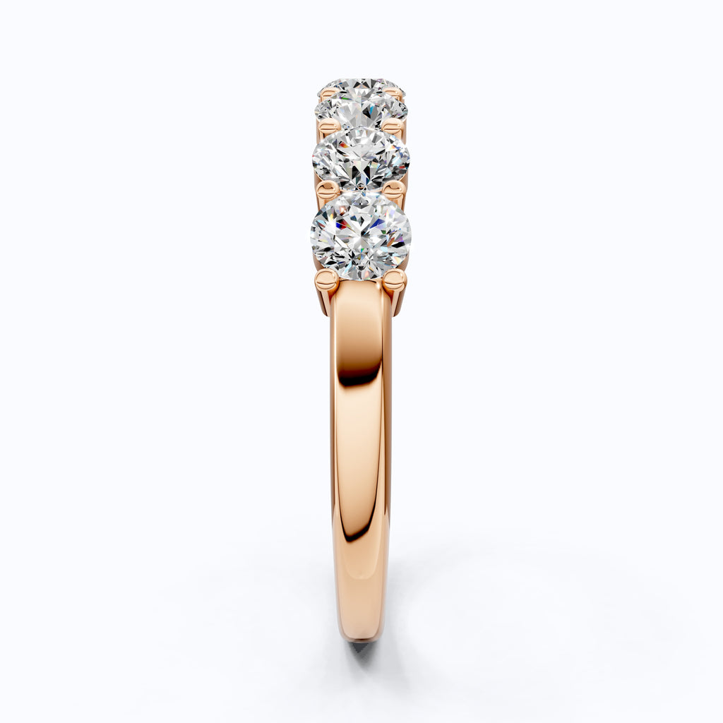 Modern Half Eternity Wedding Band in 14K Solid Gold, 1.11 TCW Round Cut Lab Created Diamonds, Wedding Bridal jewelry, Unique Gift For Her