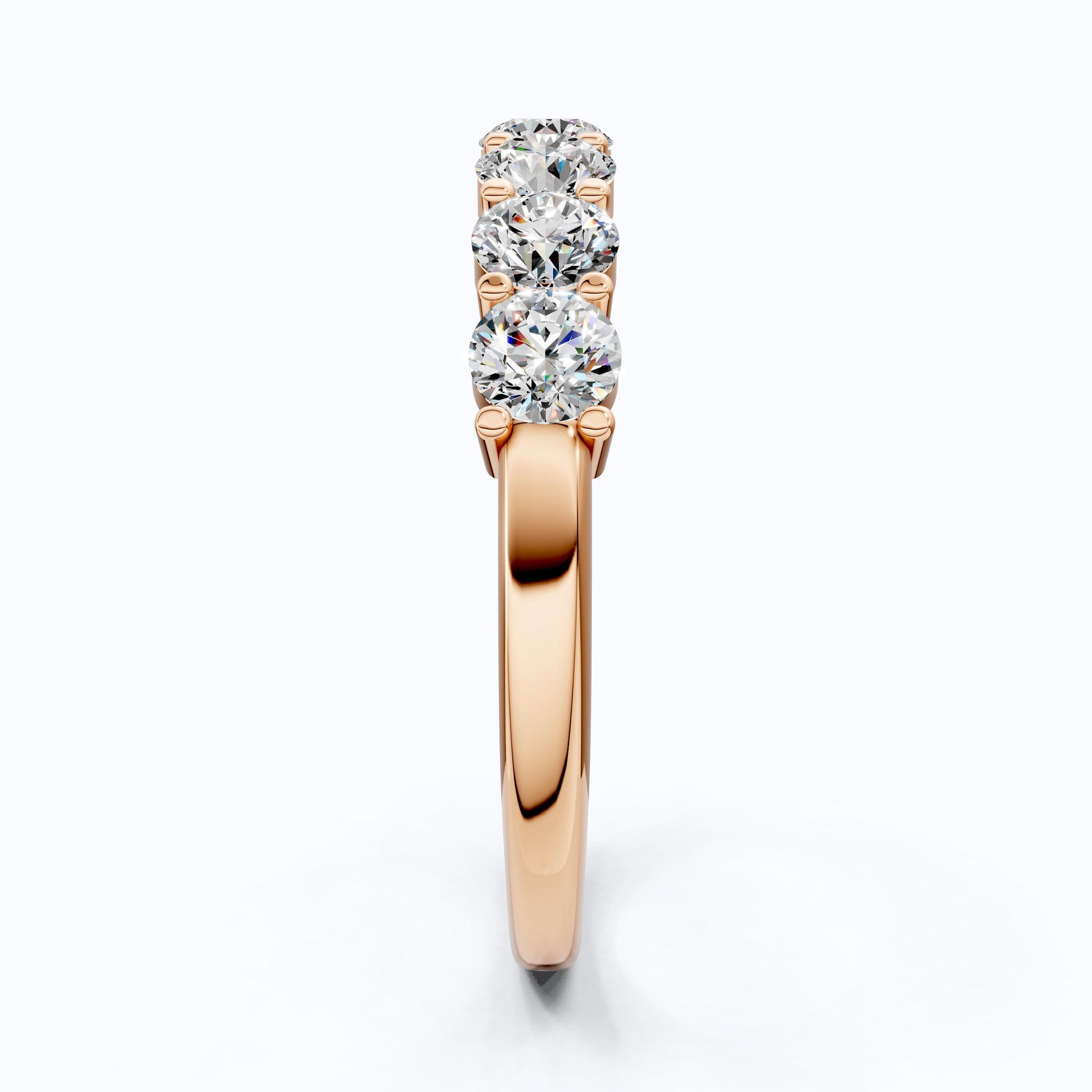 Modern Half Eternity Wedding Band in 14K Solid Gold, 1.11 TCW Round Cut Lab Created Diamonds, Wedding Bridal jewelry, Unique Gift For Her