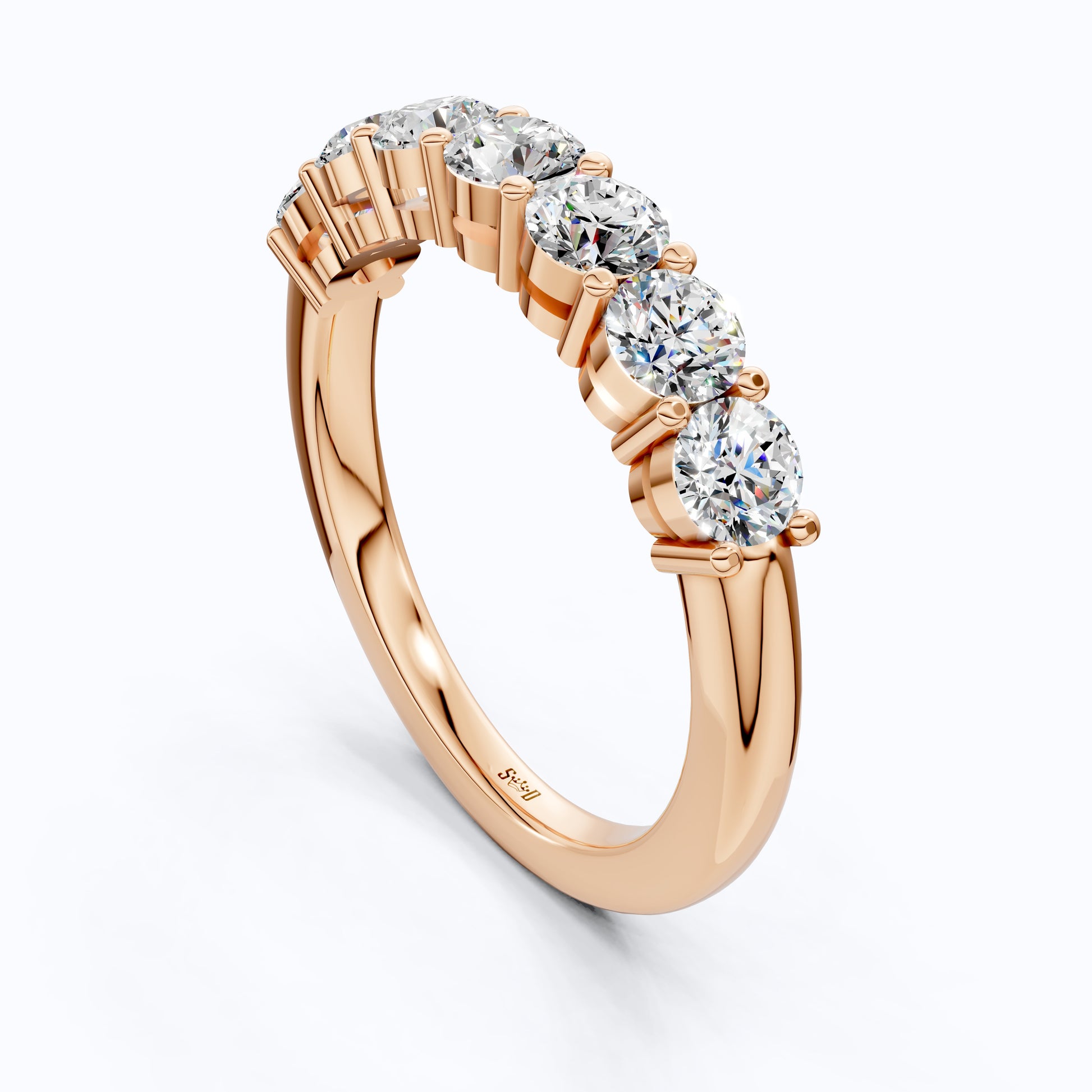 Modern Half Eternity Wedding Band in 14K Solid Gold, 1.11 TCW Round Cut Lab Created Diamonds, Wedding Bridal jewelry, Unique Gift For Her