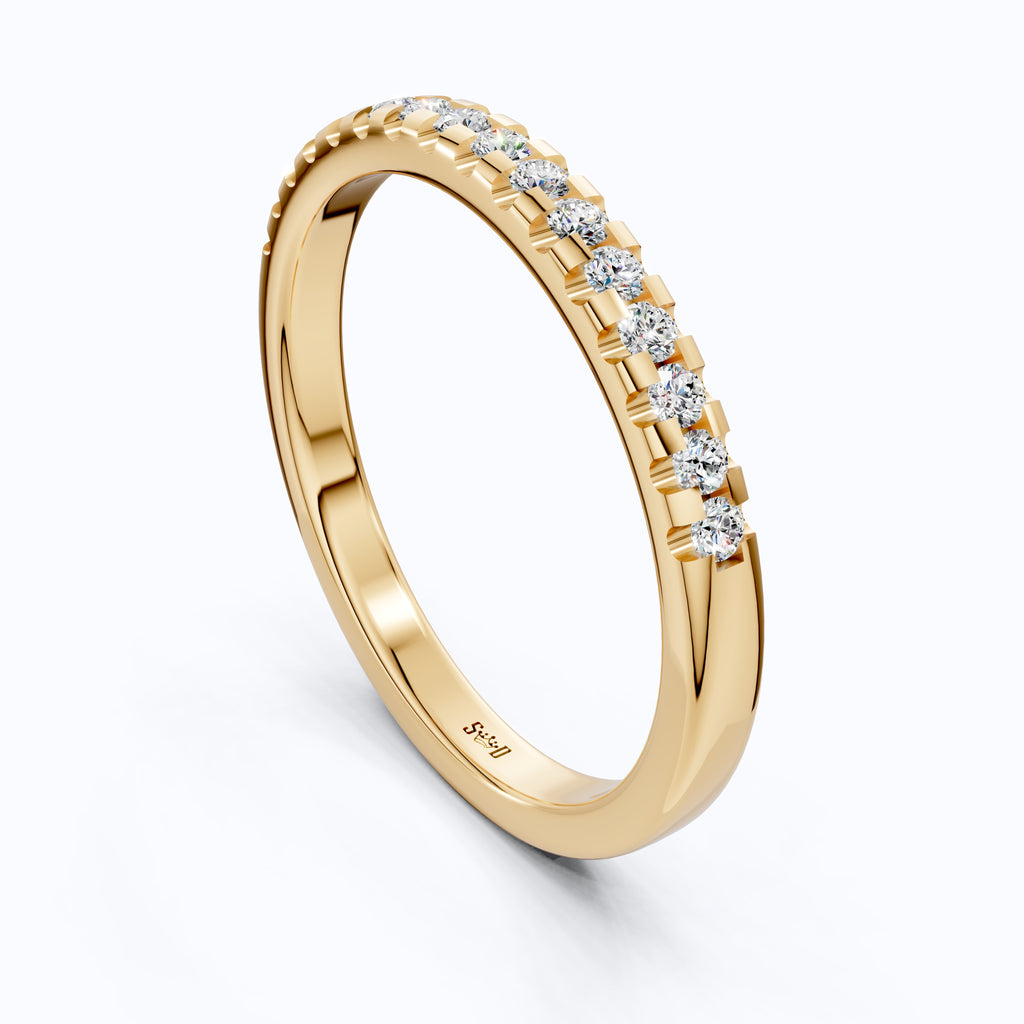 Sparkling Pavé Set Eternity Band in 14K Solid Gold, 0.24 TCW Round Cut Lab Created Diamonds, Wedding Ring, Handmade Jewelry, Gift For Her