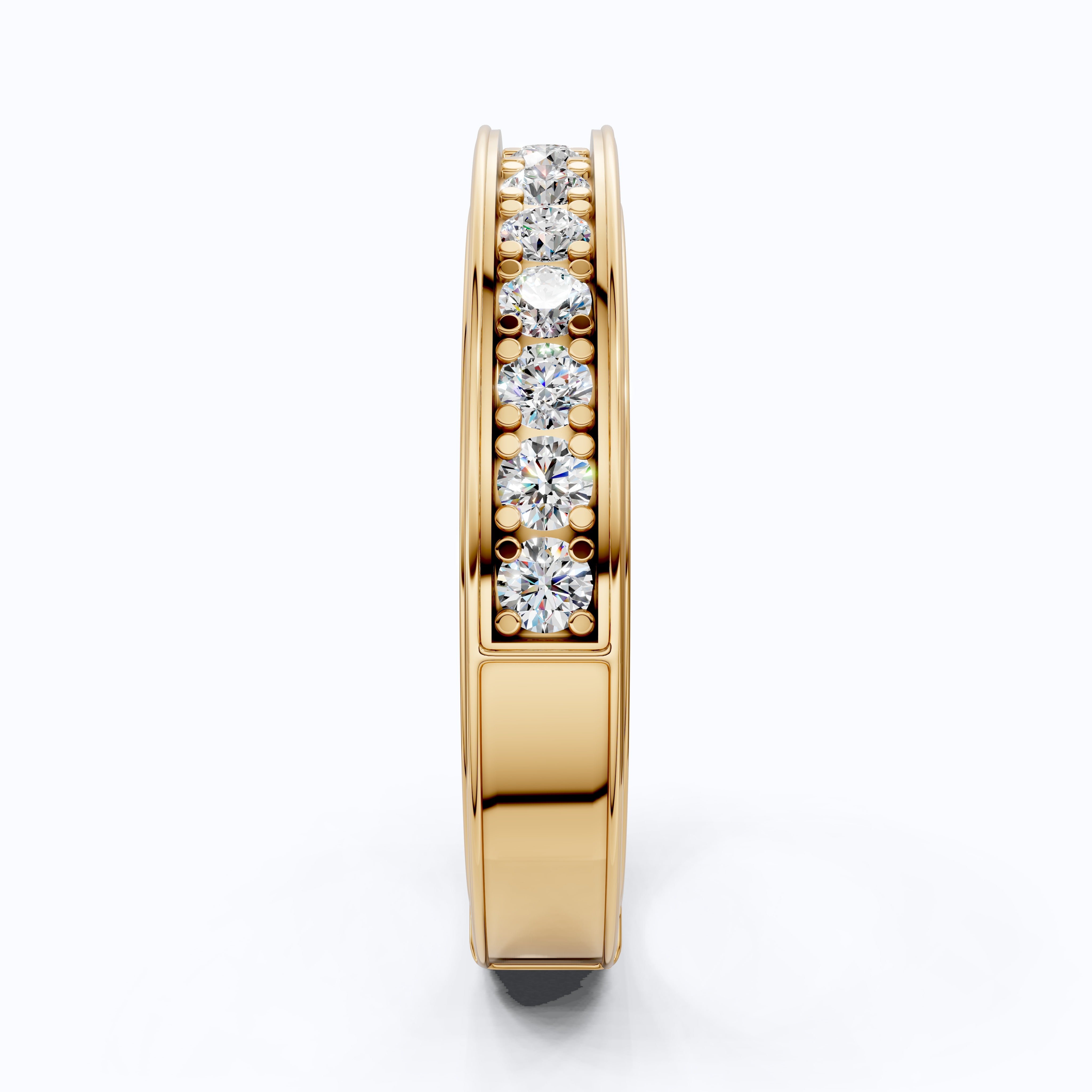 Channel Set Half Eternity Wedding Ring in 14K Solid Gold, 0.56 Round Cut Lab Created Diamonds, Anniversary Ring, Gift for Her, Everyday Jewelry