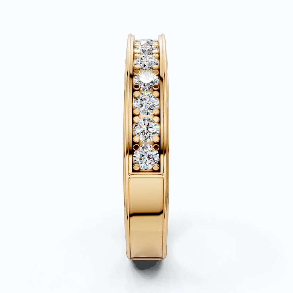 Channel Set Half Eternity Wedding Ring in 14K Solid Gold, 0.56 Round Cut Lab Created Diamonds, Anniversary Ring, Gift for Her, Everyday Jewelry