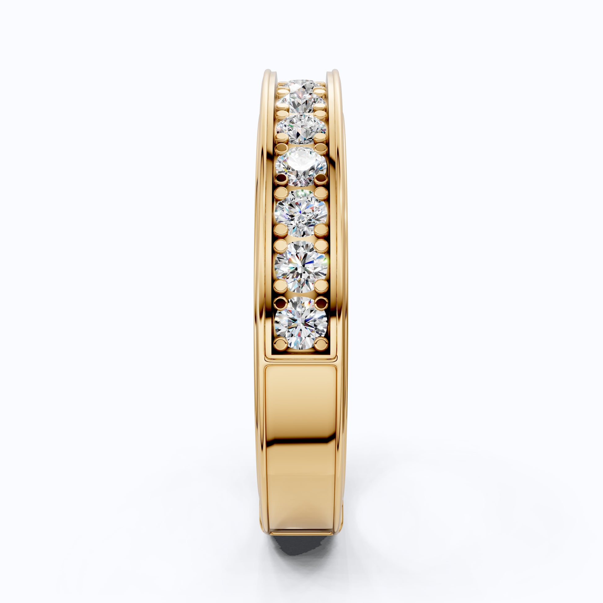 Channel Set Half Eternity Wedding Ring in 14K Solid Gold, 0.56 Round Cut Lab Created Diamonds, Anniversary Ring, Gift for Her, Everyday Jewelry