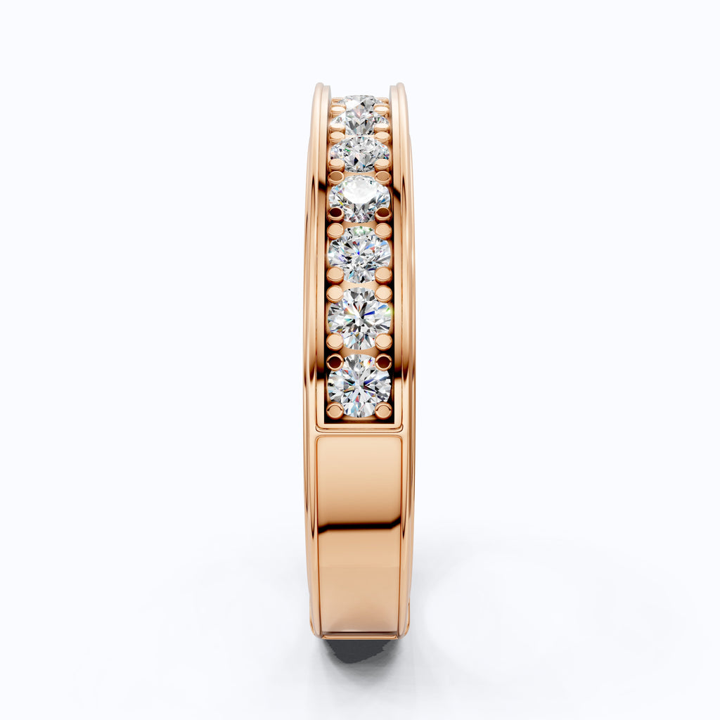 Channel Set Half Eternity Wedding Ring in 14K Solid Gold, 0.56 Round Cut Lab Created Diamonds, Anniversary Ring, Gift for Her, Everyday Jewelry