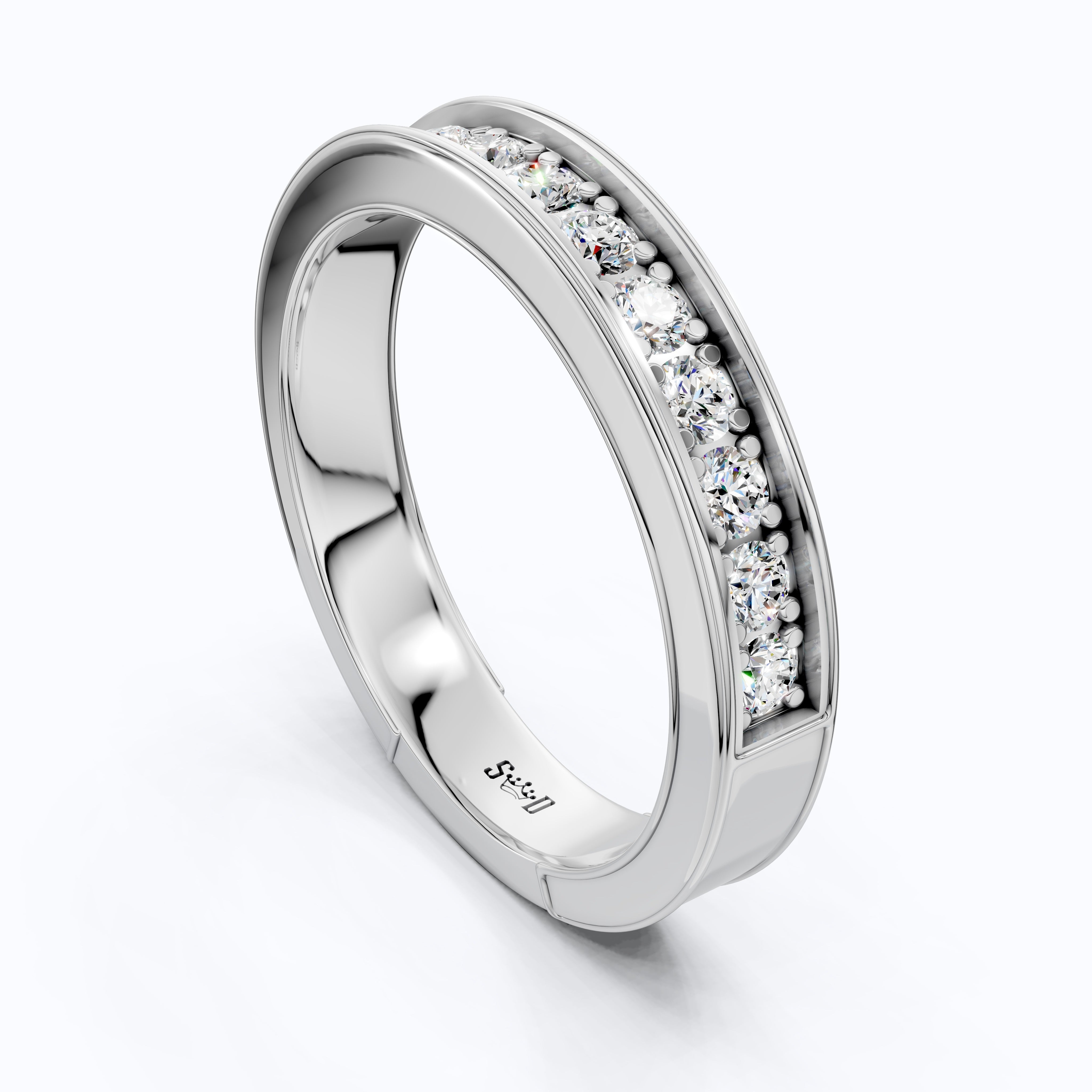 Channel Set Half Eternity Wedding Ring in 14K Solid Gold, 0.56 Round Cut Lab Created Diamonds, Anniversary Ring, Gift for Her, Everyday Jewelry