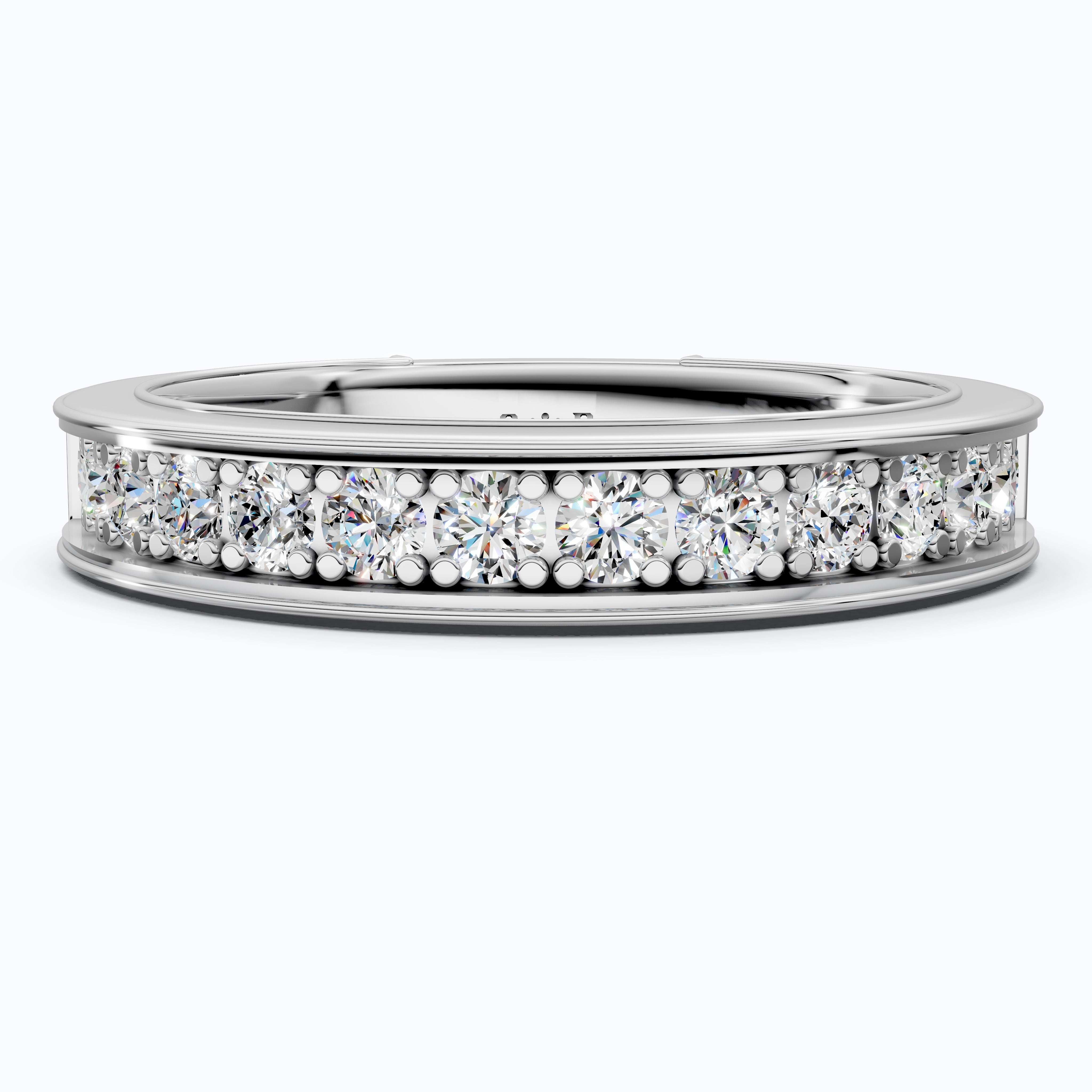 Channel Set Half Eternity Wedding Ring in 14K Solid Gold, 0.56 Round Cut Lab Created Diamonds, Anniversary Ring, Gift for Her, Everyday Jewelry