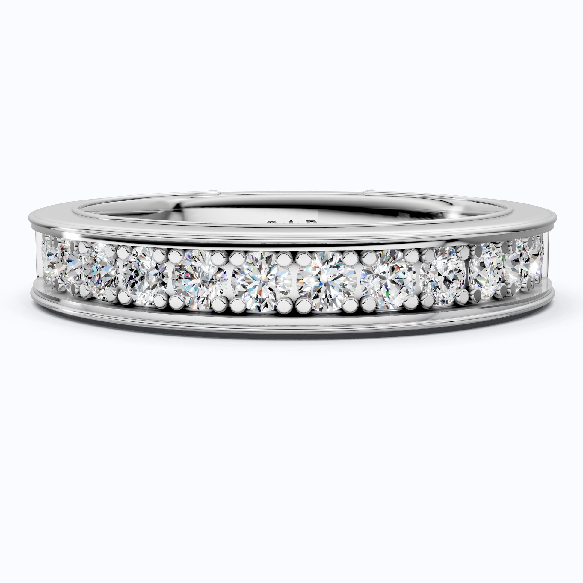 Channel Set Half Eternity Wedding Ring in 14K Solid Gold, 0.56 Round Cut Lab Created Diamonds, Anniversary Ring, Gift for Her, Everyday Jewelry