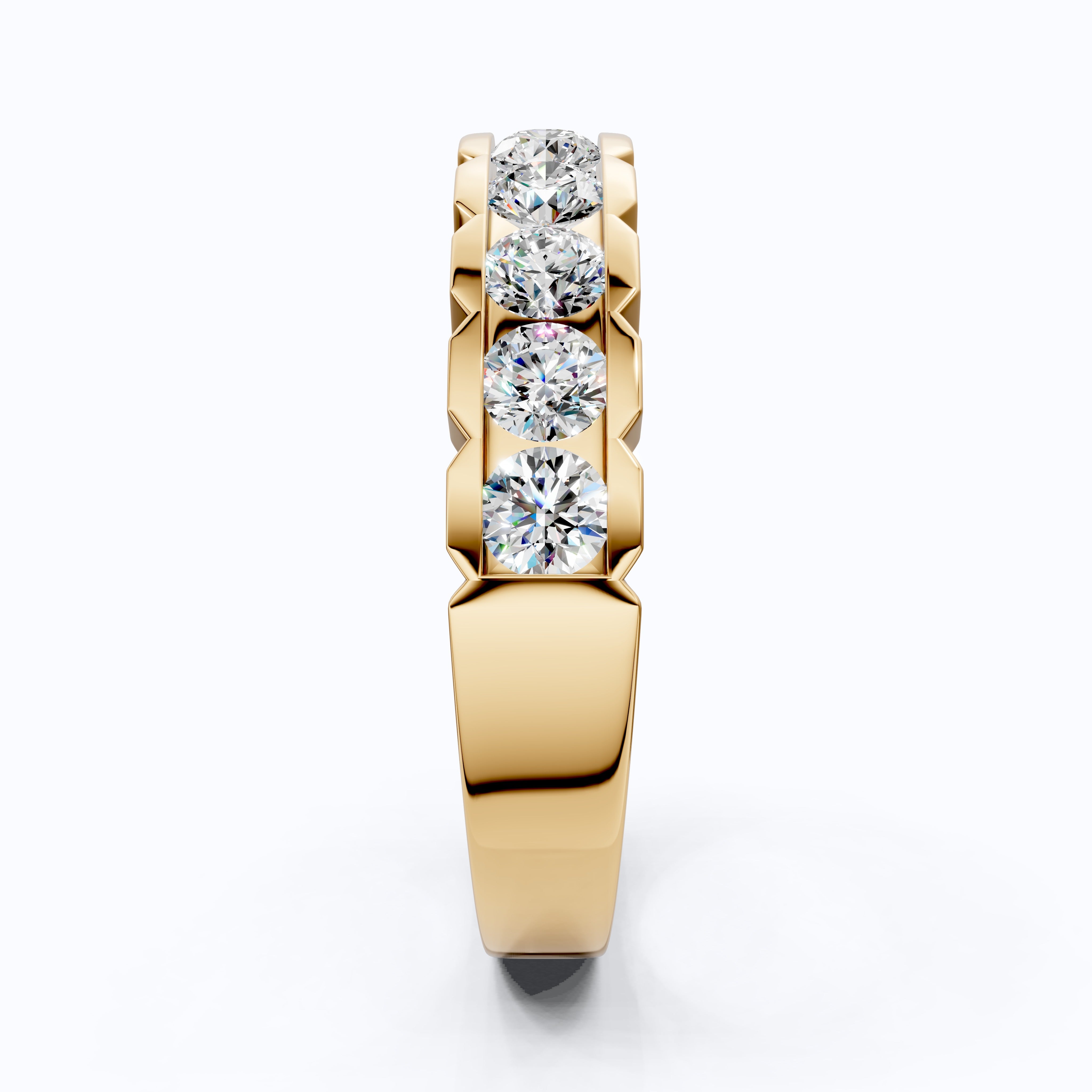 Architectural Channel Set Eternity Wedding Band in 14K Solid Gold, 1.00 TCW Round Cut Lab Grown Diamonds, Bridal Jewelry, Gift For Her