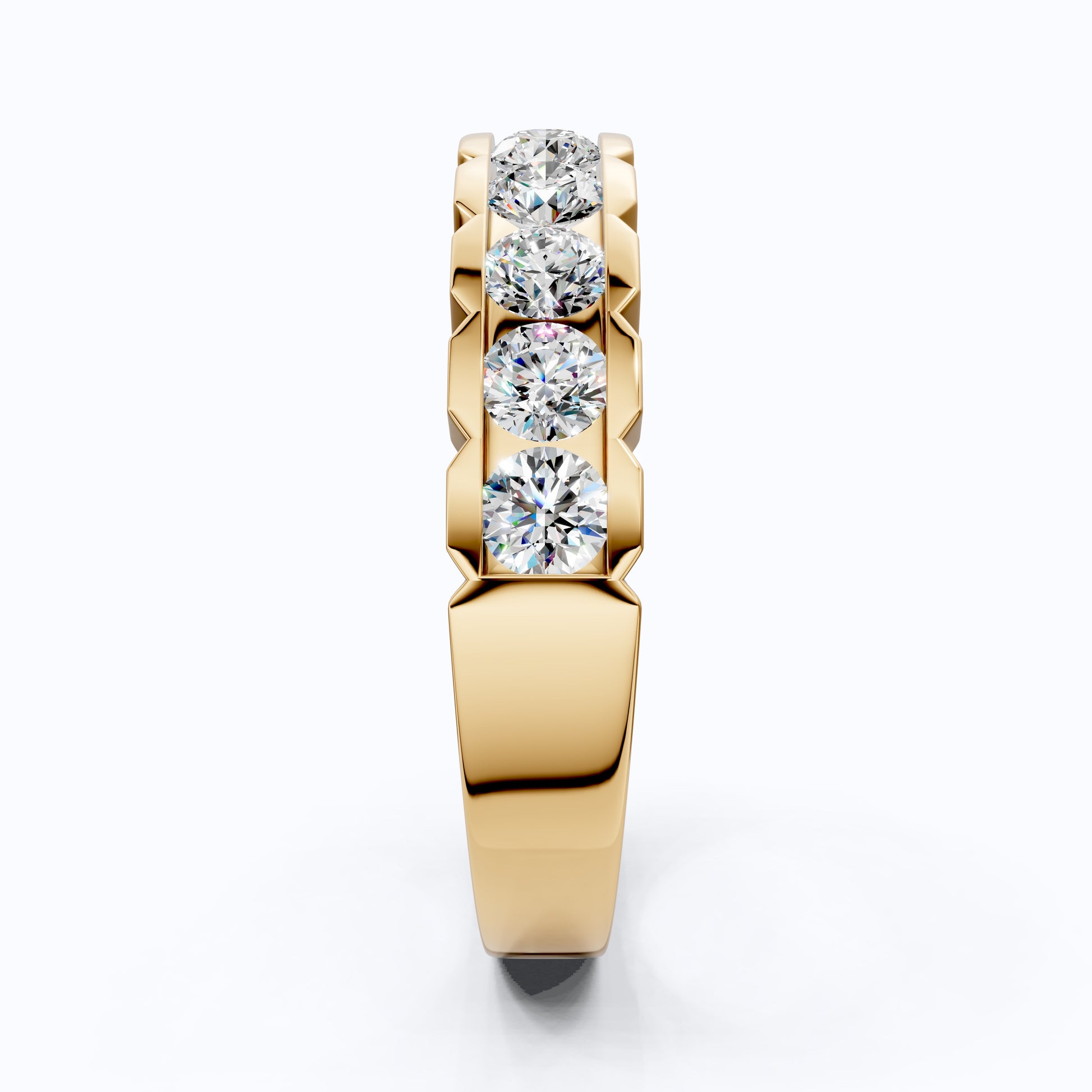 Architectural Channel Set Eternity Wedding Band in 14K Solid Gold, 1.00 TCW Round Cut Lab Grown Diamonds, Bridal Jewelry, Gift For Her