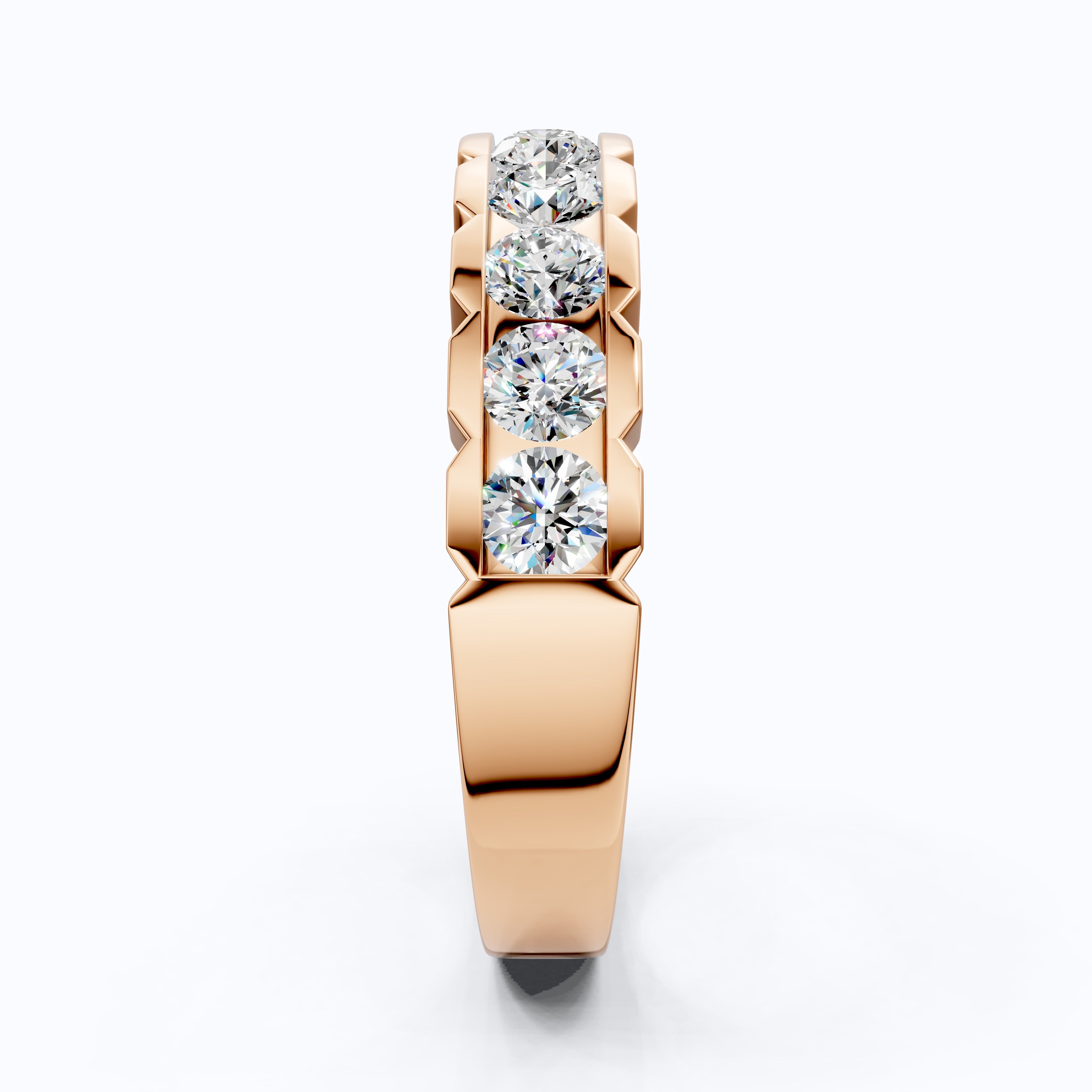 Architectural Channel Set Eternity Wedding Band in 14K Solid Gold, 1.00 TCW Round Cut Lab Grown Diamonds, Bridal Jewelry, Gift For Her