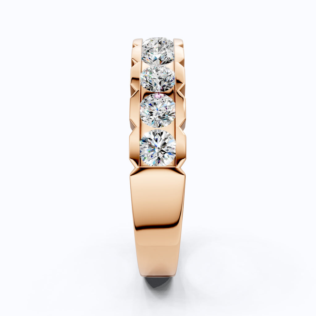 Architectural Channel Set Eternity Wedding Band in 14K Solid Gold, 1.00 TCW Round Cut Lab Grown Diamonds, Bridal Jewelry, Gift For Her