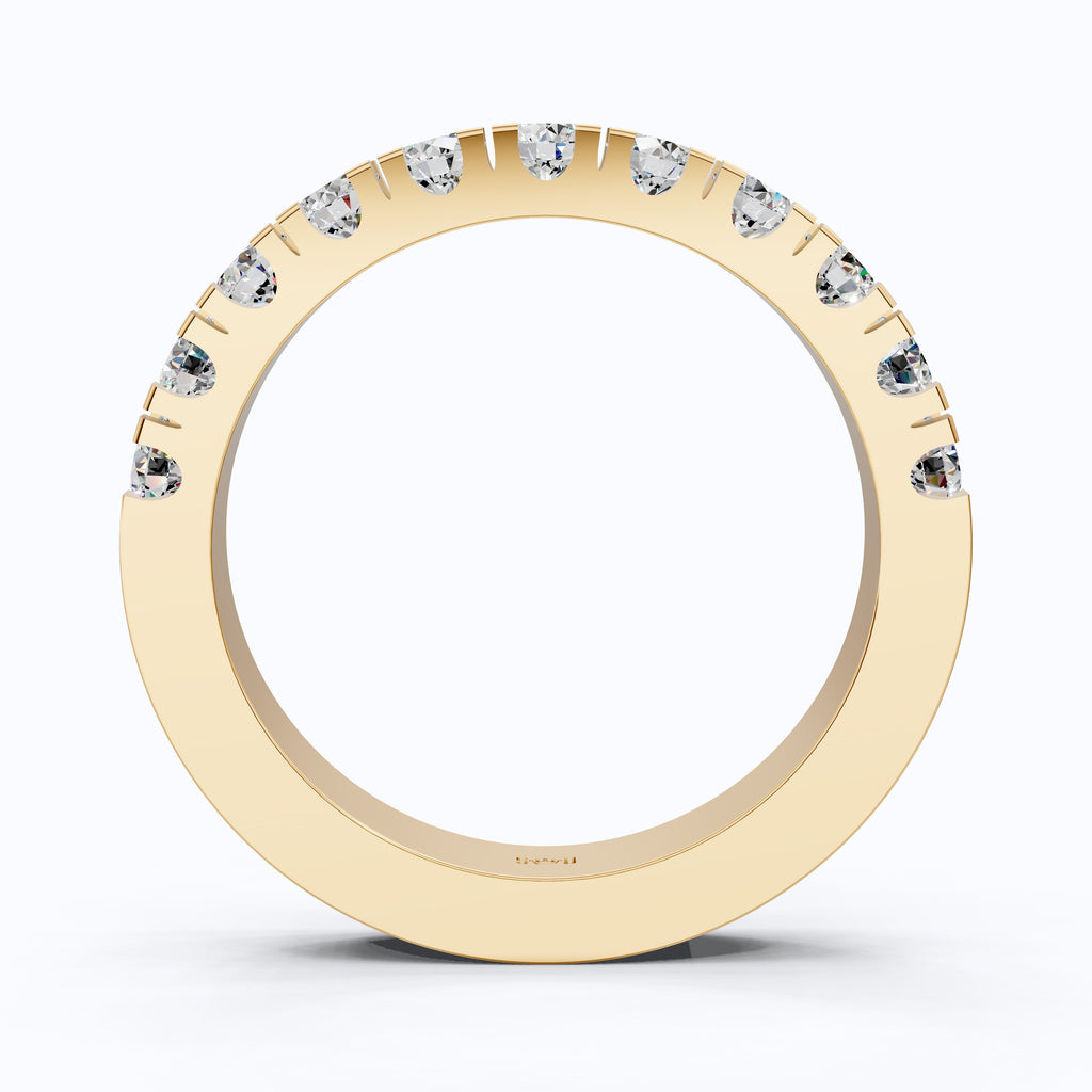 Contemporary Bar-Set Half Eternity Wedding Band in Lab Grown Diamond – Solid 9k/14k Gold, Anniversary Gift for Wife, Fine Jewelry