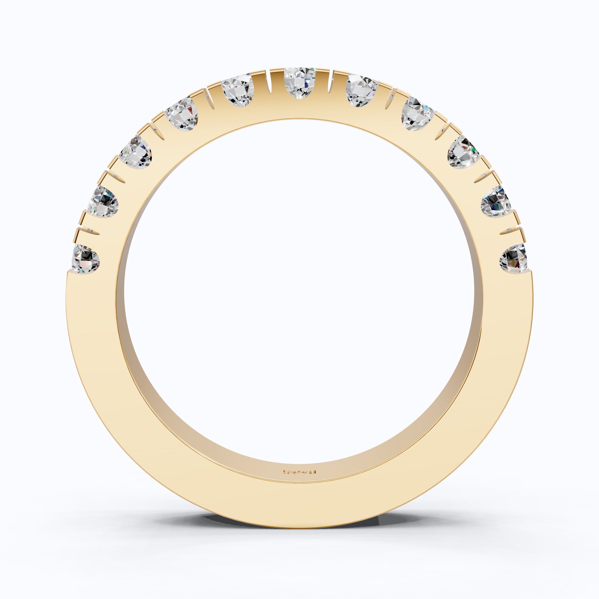 Contemporary Bar-Set Half Eternity Wedding Band in Lab Grown Diamond – Solid 9k/14k Gold, Anniversary Gift for Wife, Fine Jewelry