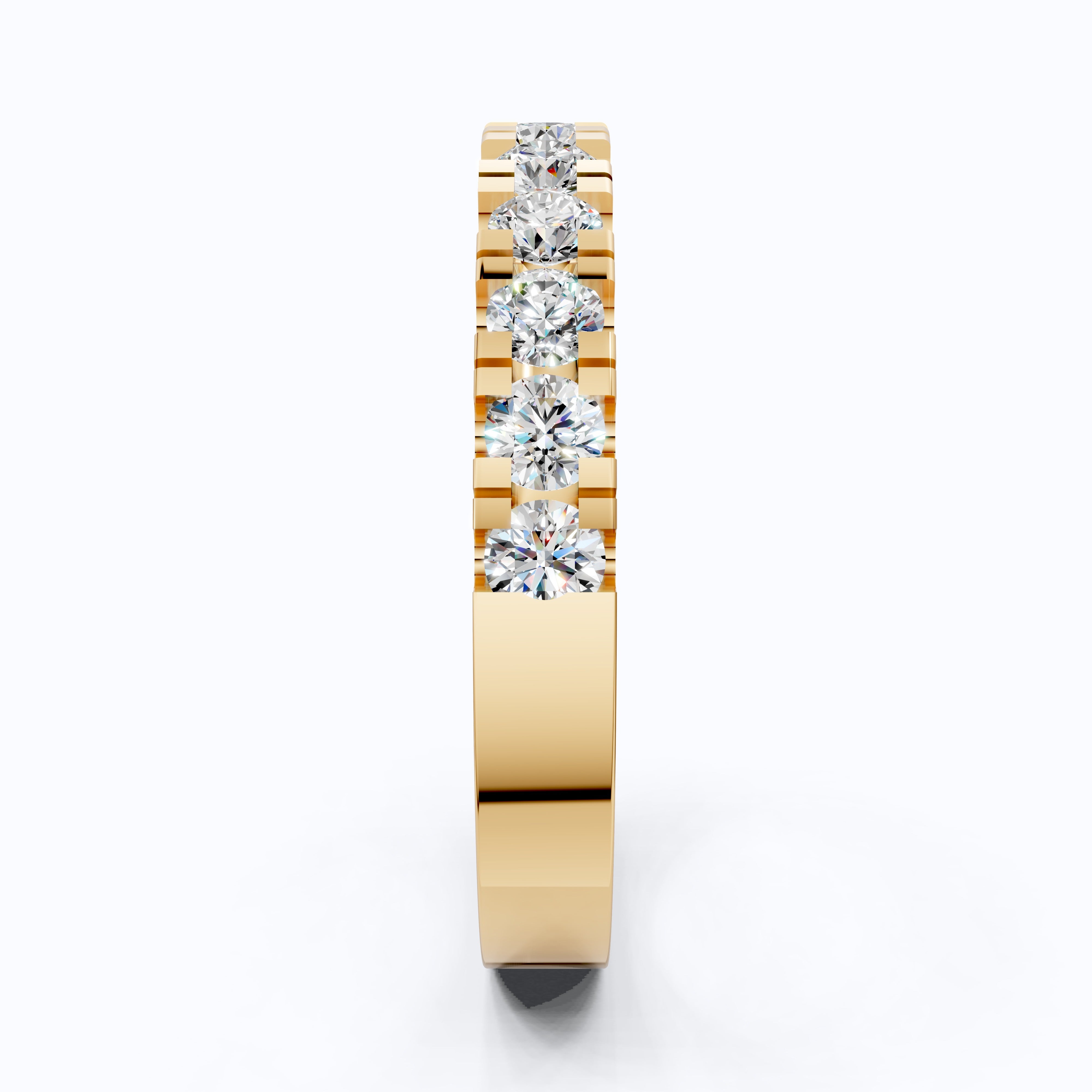 Contemporary Bar-Set Half Eternity Wedding Band in Lab Grown Diamond – Solid 9k/14k Gold, Anniversary Gift for Wife, Fine Jewelry
