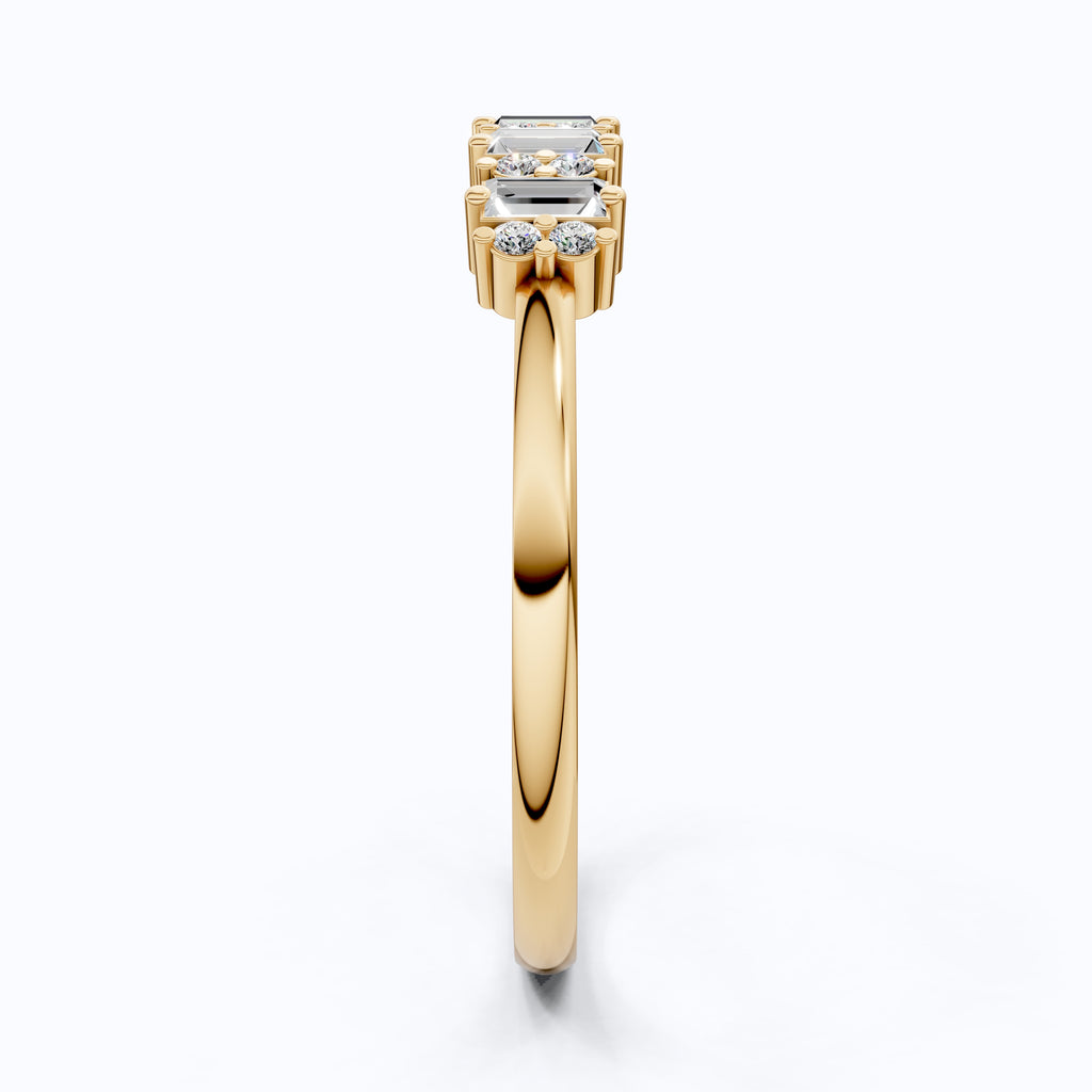 Baguette Bar Set Casual Engagement Ring in 14K Solid Gold, 0.28 TCW Round/Baguette Cut Lab Diamonds, Promise Gift For Her