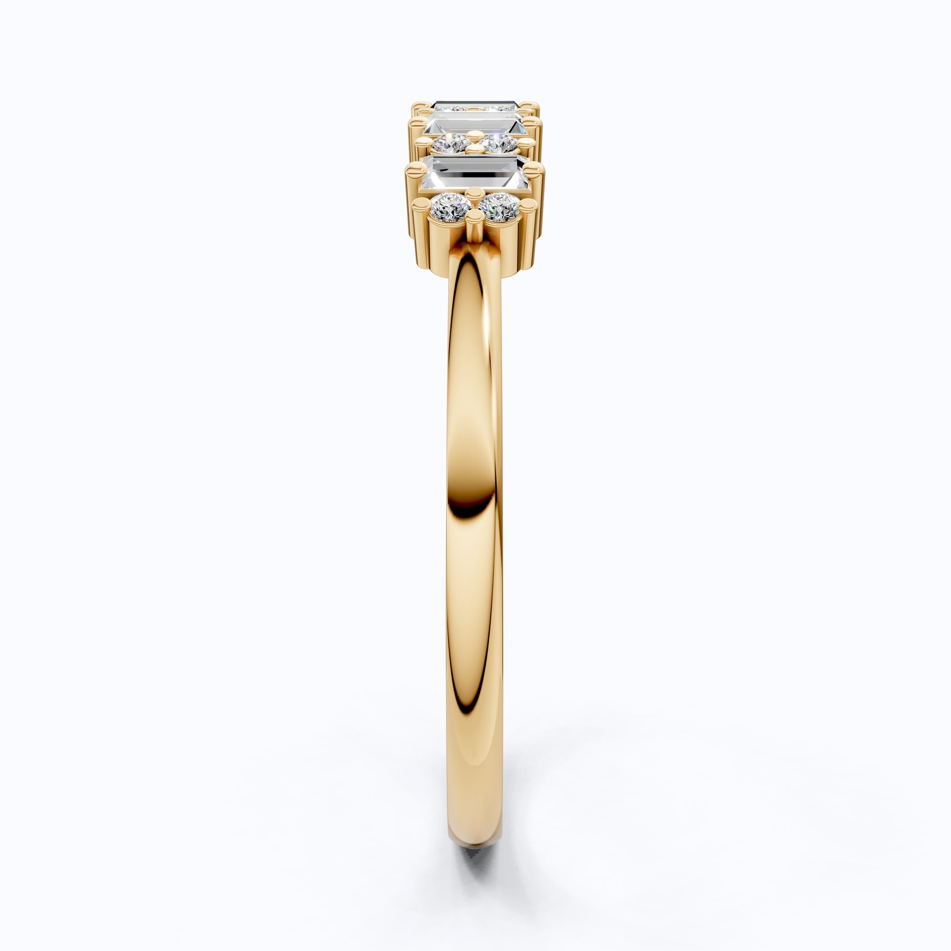 Baguette Bar Set Casual Engagement Ring in 14K Solid Gold, 0.28 TCW Round/Baguette Cut Lab Diamonds, Promise Gift For Her