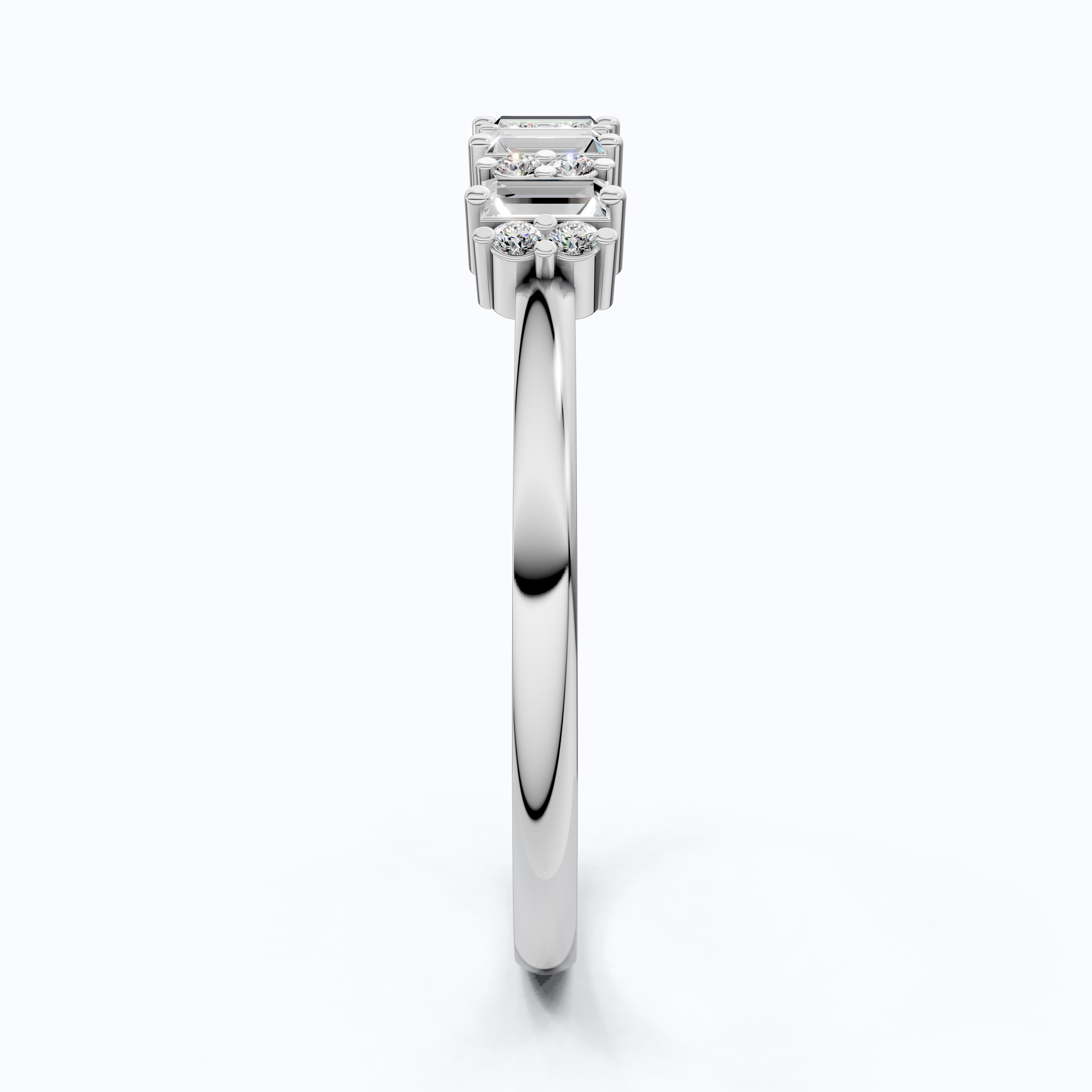 Baguette Bar Set Casual Engagement Ring in 14K Solid Gold, 0.28 TCW Round/Baguette Cut Lab Diamonds, Promise Gift For Her