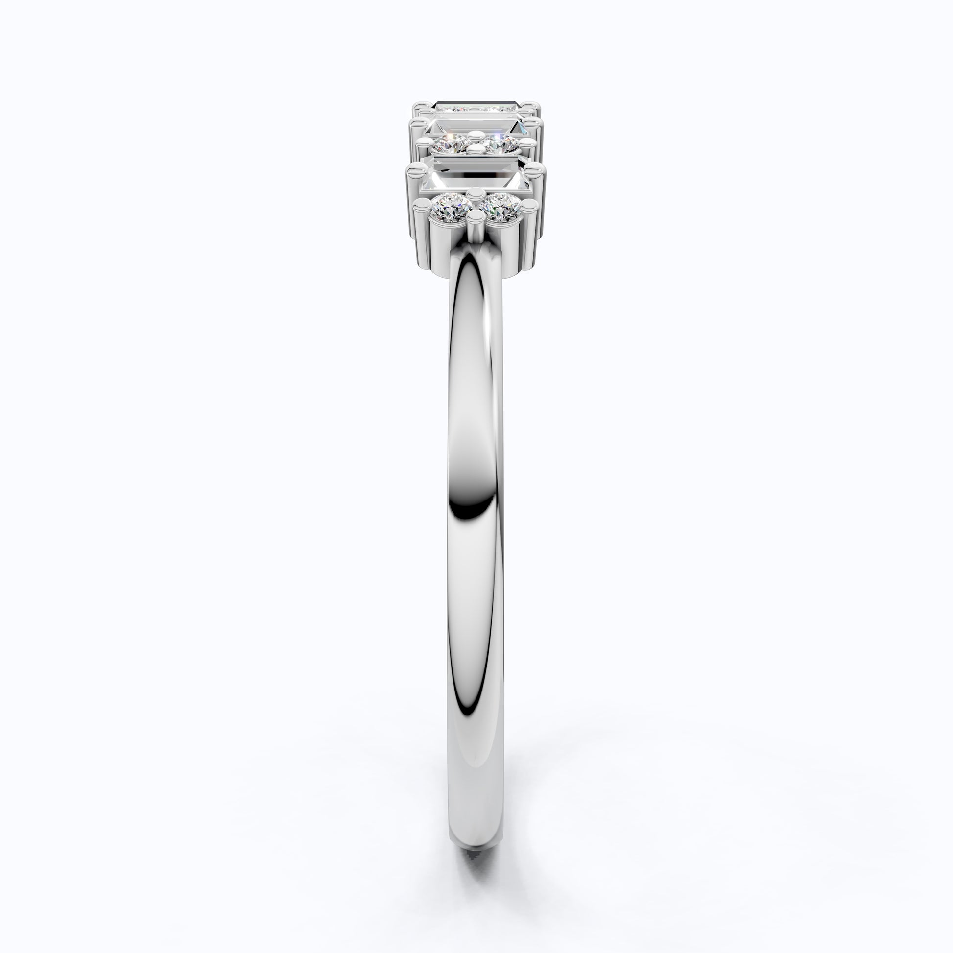 Baguette Bar Set Casual Engagement Ring in 14K Solid Gold, 0.28 TCW Round/Baguette Cut Lab Diamonds, Promise Gift For Her