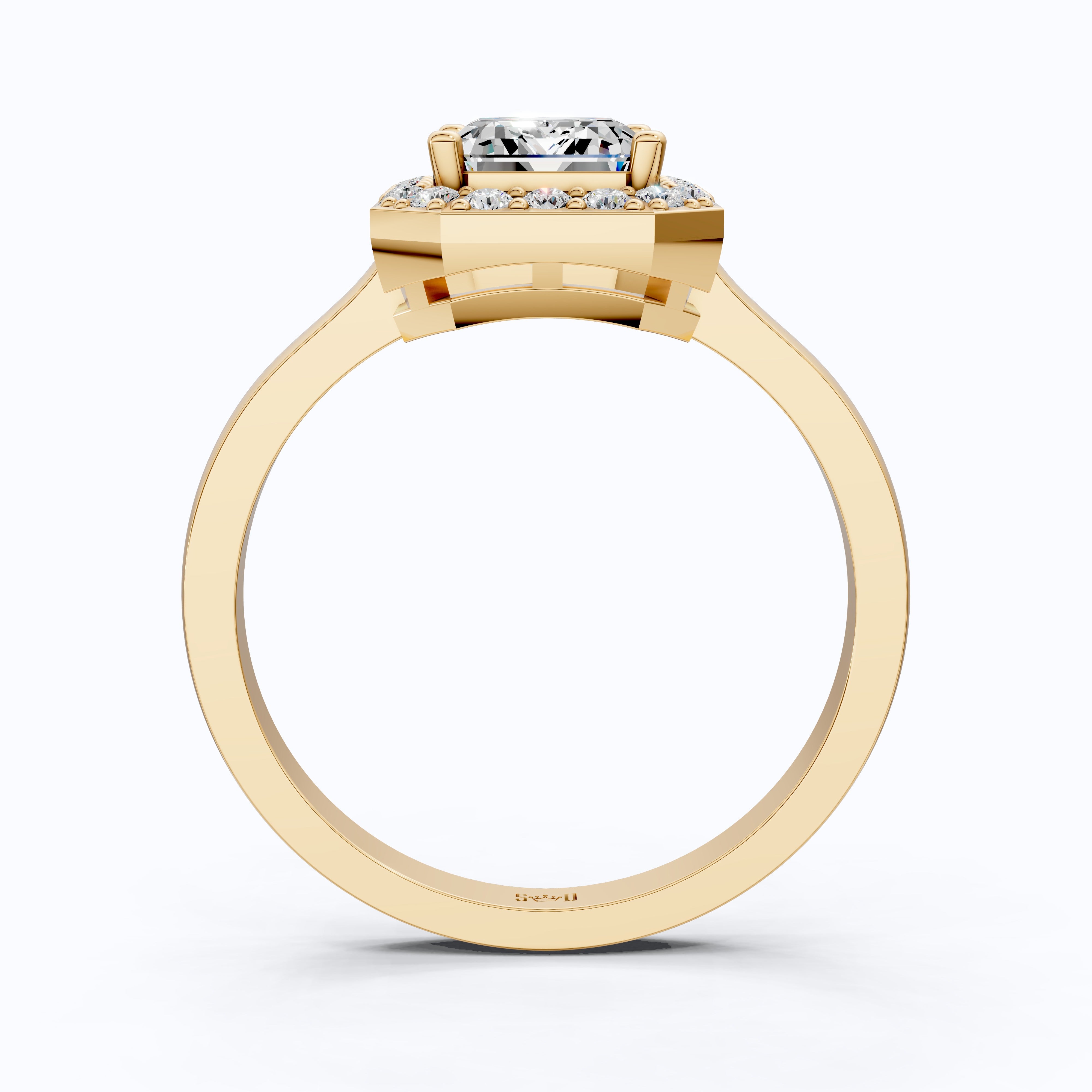 Emerald Halo Art Deco Engagement Ring in Lab Diamond or Moissanite – Solid 9k/14k Gold or Sterling Silver Wedding Ring Gift for Wife, Anniversary GIft