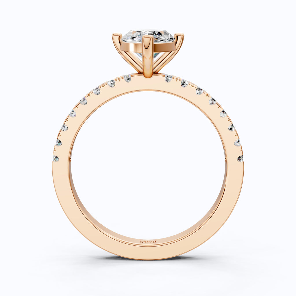 Marquise Cut Pavé Engagement Ring in 14K Solid Gold, 1.25 Marquise Cut Lab Grown Diamond, Anniversary Gift for Her