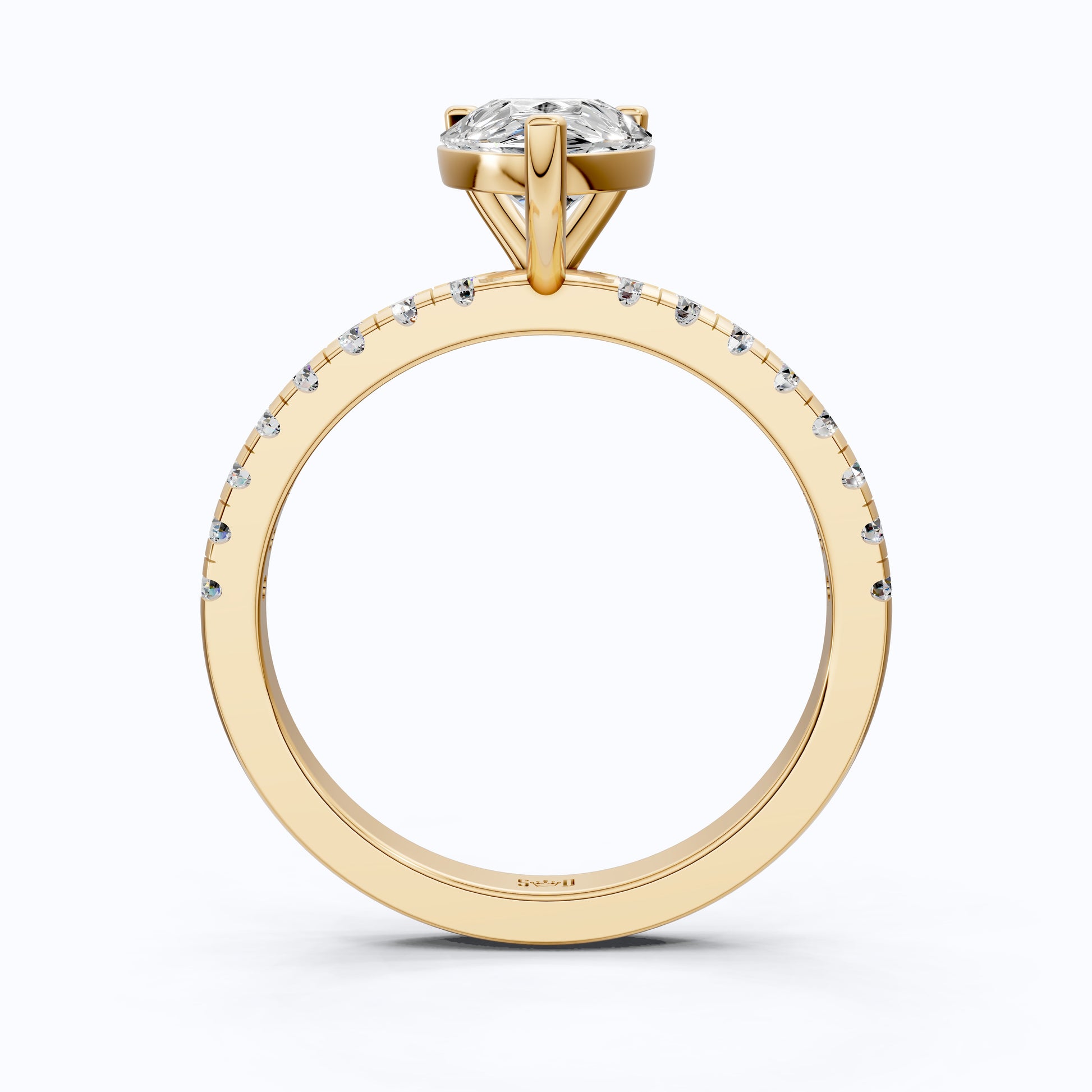 Dainty Pear Solitaire Pavé Engagement Ring in 14K Solid Gold, 1.50 CT Pear Cut Lab Grown Diamond, Proposal Jewelry, Anniversary Gift For Her