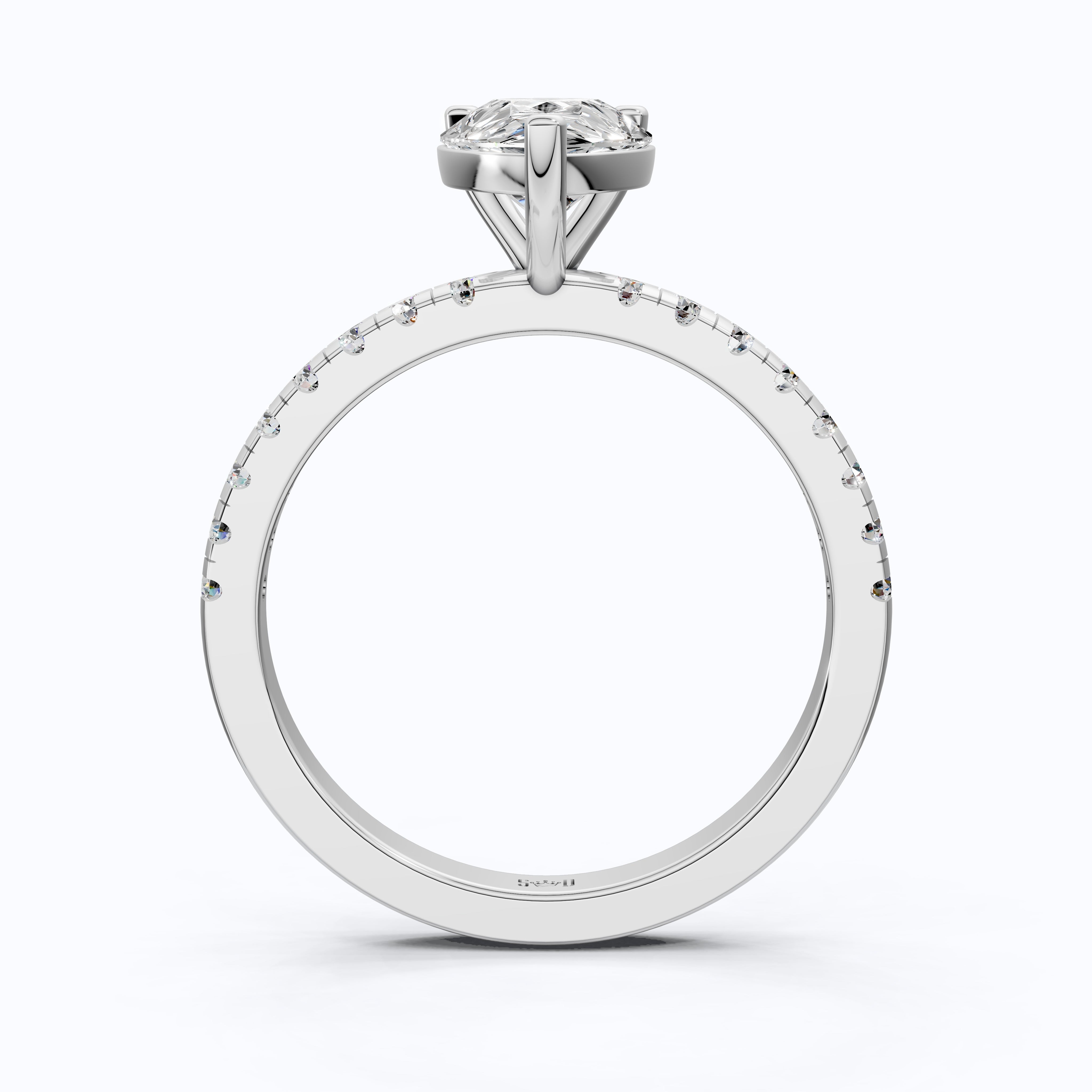 Dainty Pear Solitaire Pavé Engagement Ring in 14K Solid Gold, 1.50 CT Pear Cut Lab Grown Diamond, Proposal Jewelry, Anniversary Gift For Her