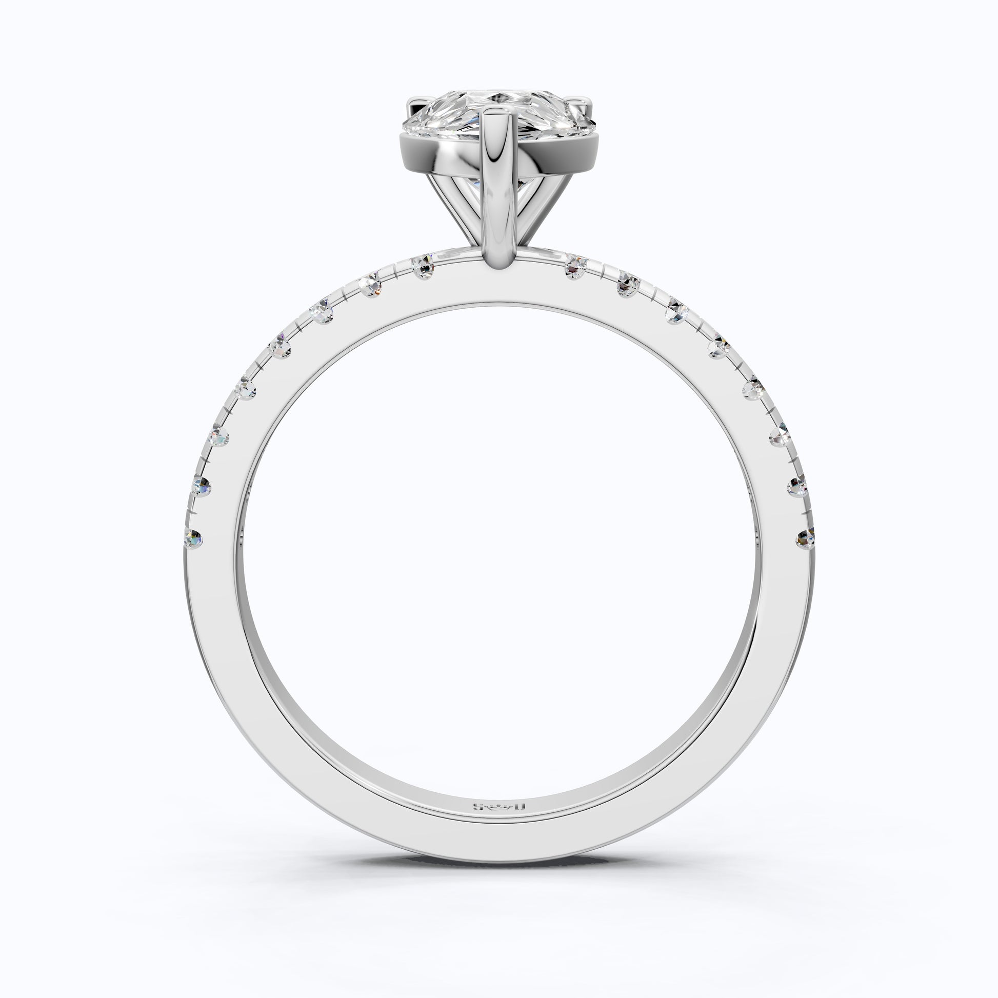 Dainty Pear Solitaire Pavé Engagement Ring in 14K Solid Gold, 1.50 CT Pear Cut Lab Grown Diamond, Proposal Jewelry, Anniversary Gift For Her