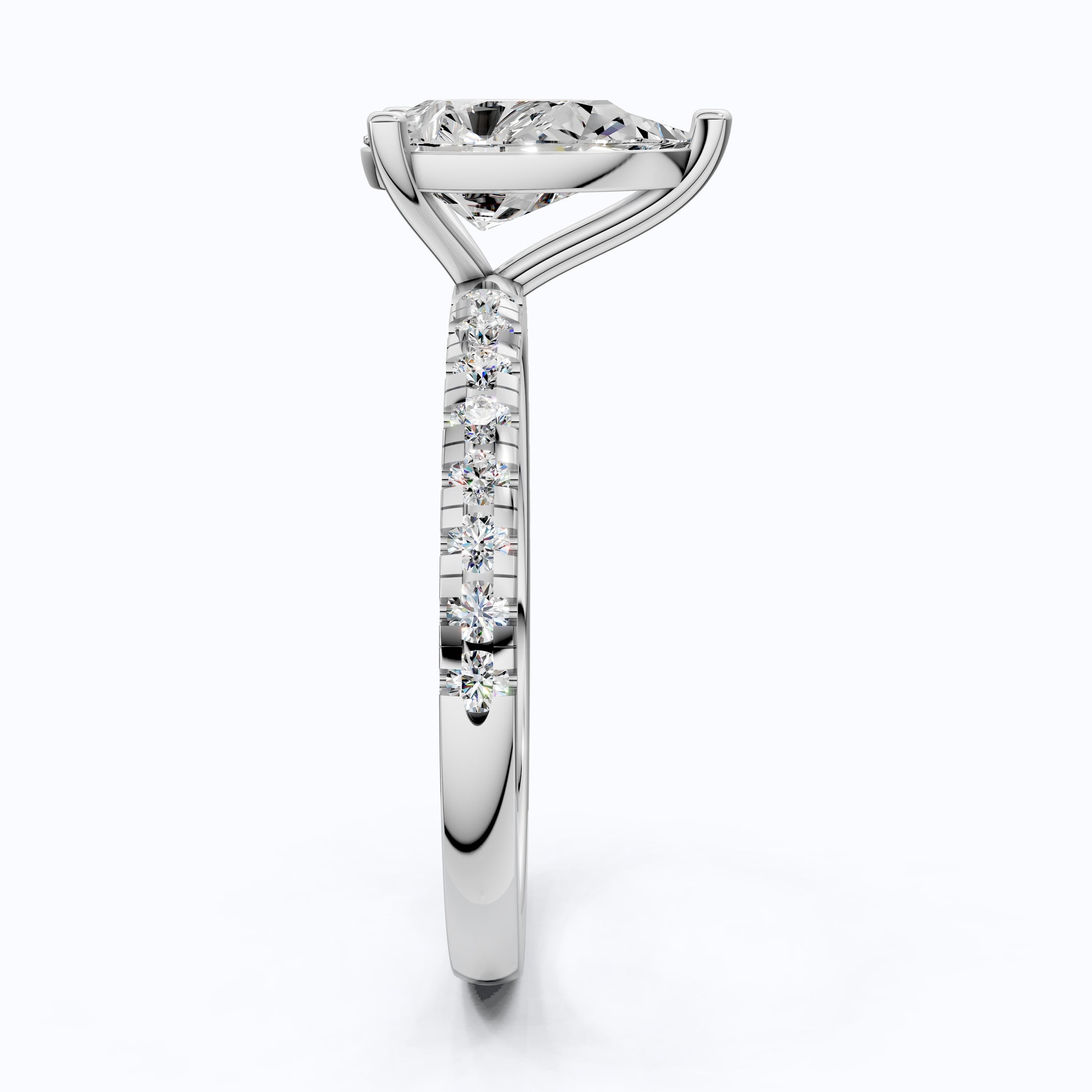 Dainty Pear Solitaire Pavé Engagement Ring in 14K Solid Gold, 1.50 CT Pear Cut Lab Grown Diamond, Proposal Jewelry, Anniversary Gift For Her