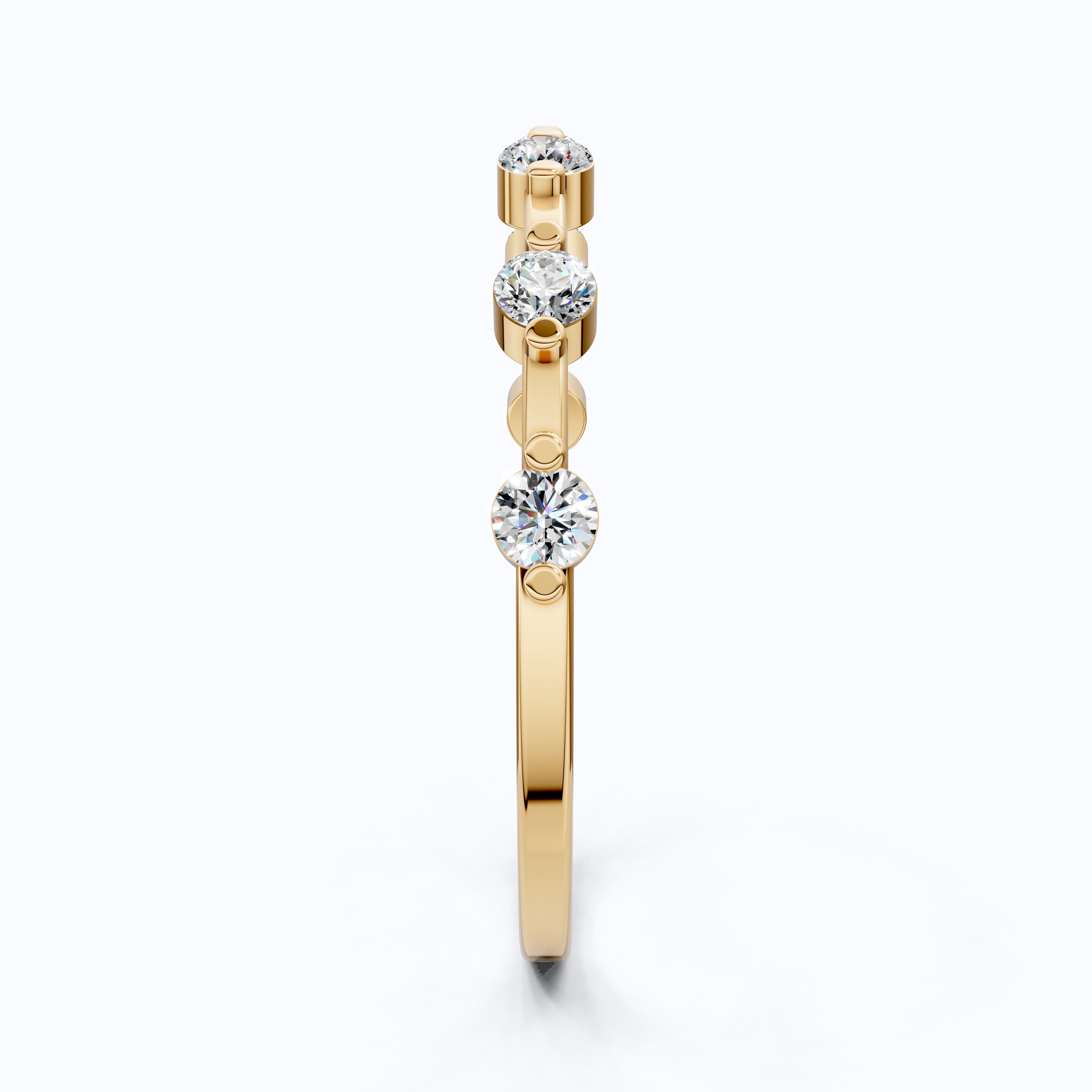 Tiny Dot Diamond Stacker Band in 14K Yellow Gold, 0.18 TCW Round Cut Lab Created Diamonds, Promise Ring, Gift For Her, Christmas Gift