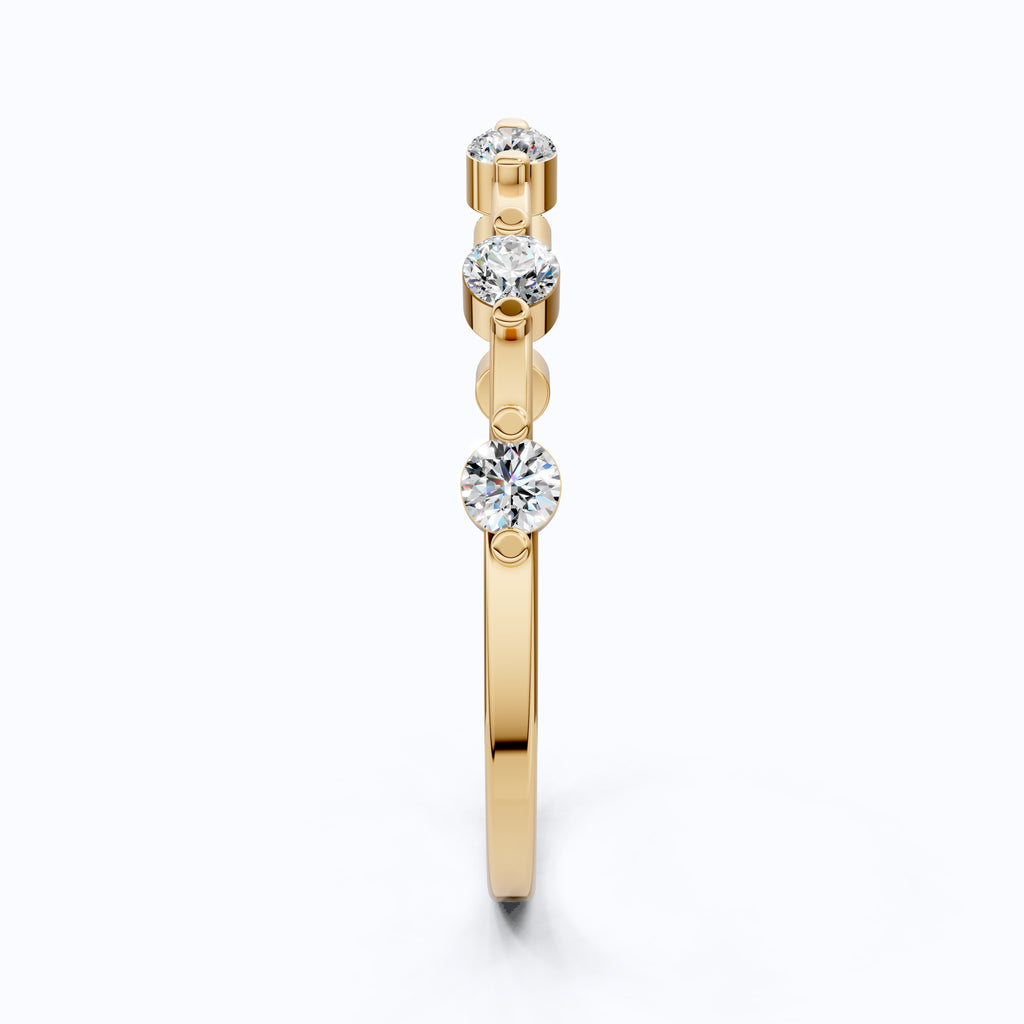 Tiny Dot Diamond Stacker Band in 14K Yellow Gold, 0.18 TCW Round Cut Lab Created Diamonds, Promise Ring, Gift For Her, Christmas Gift