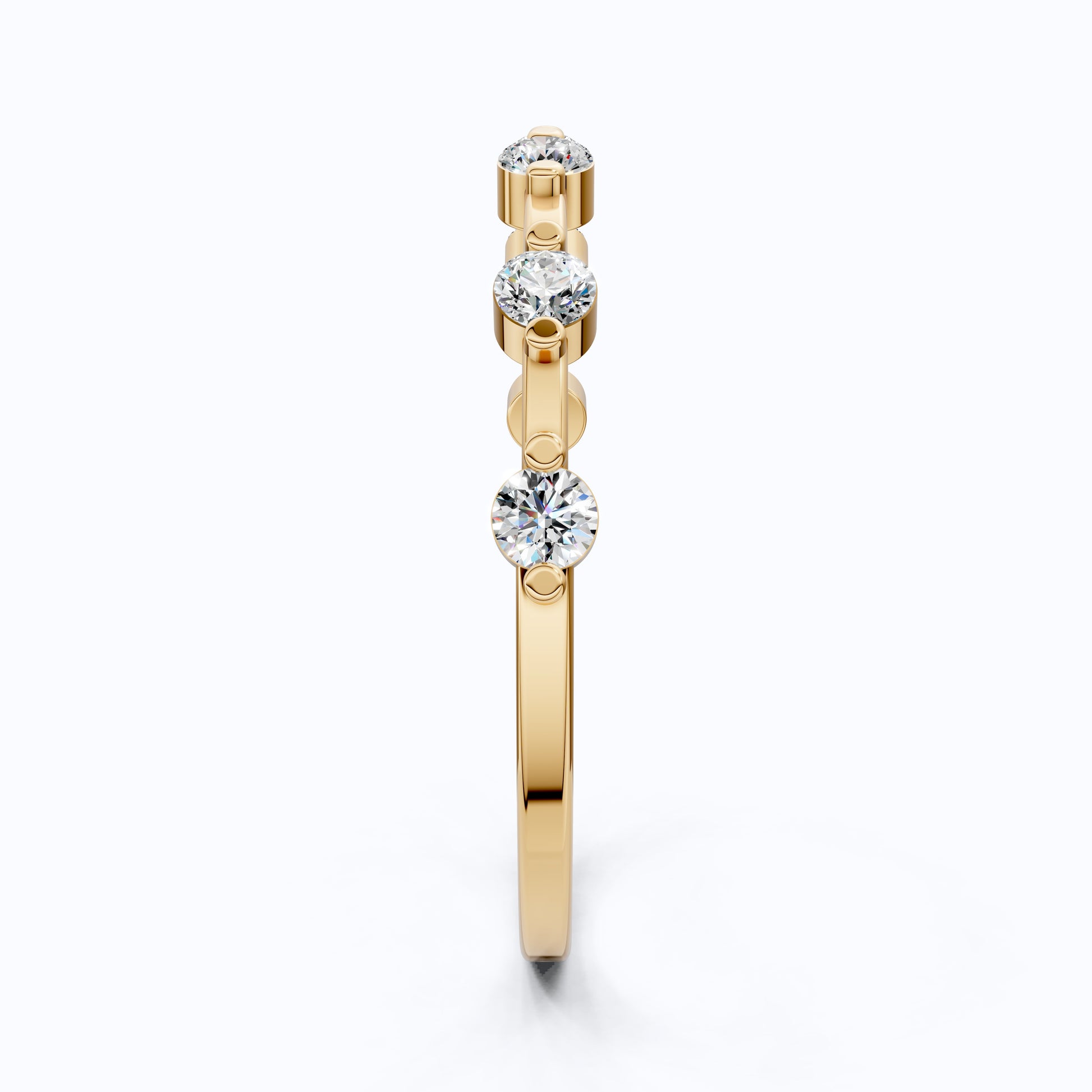 Tiny Dot Diamond Stacker Band in 14K Yellow Gold, 0.18 TCW Round Cut Lab Created Diamonds, Promise Ring, Gift For Her, Christmas Gift