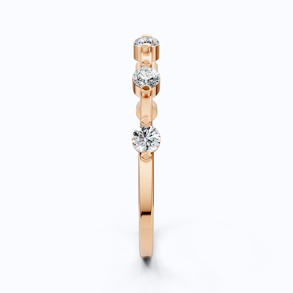 Tiny Dot Diamond Stacker Band in 14K Yellow Gold, 0.18 TCW Round Cut Lab Created Diamonds, Promise Ring, Gift For Her, Christmas Gift