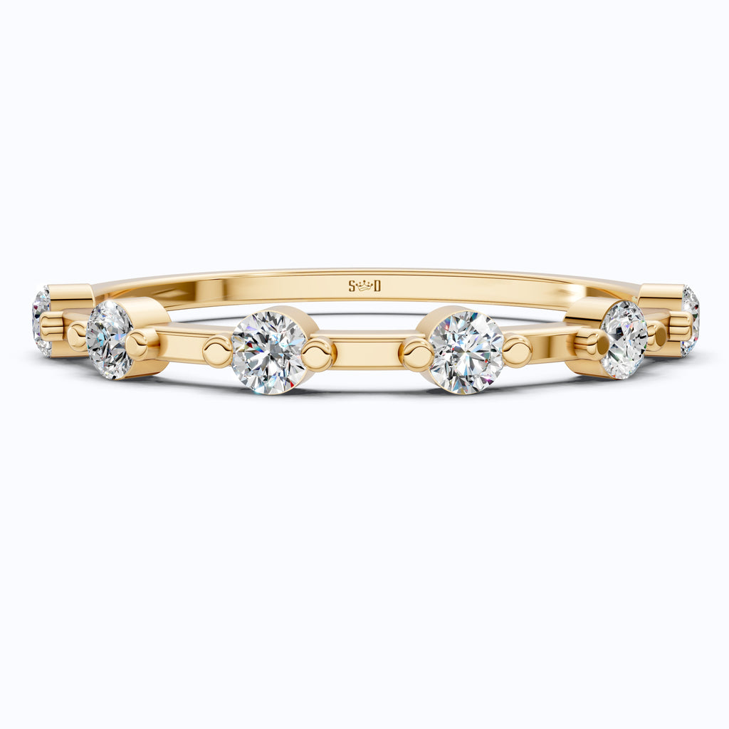 Tiny Dot Diamond Stacker Band in 14K Yellow Gold, 0.18 TCW Round Cut Lab Created Diamonds, Promise Ring, Gift For Her, Christmas Gift