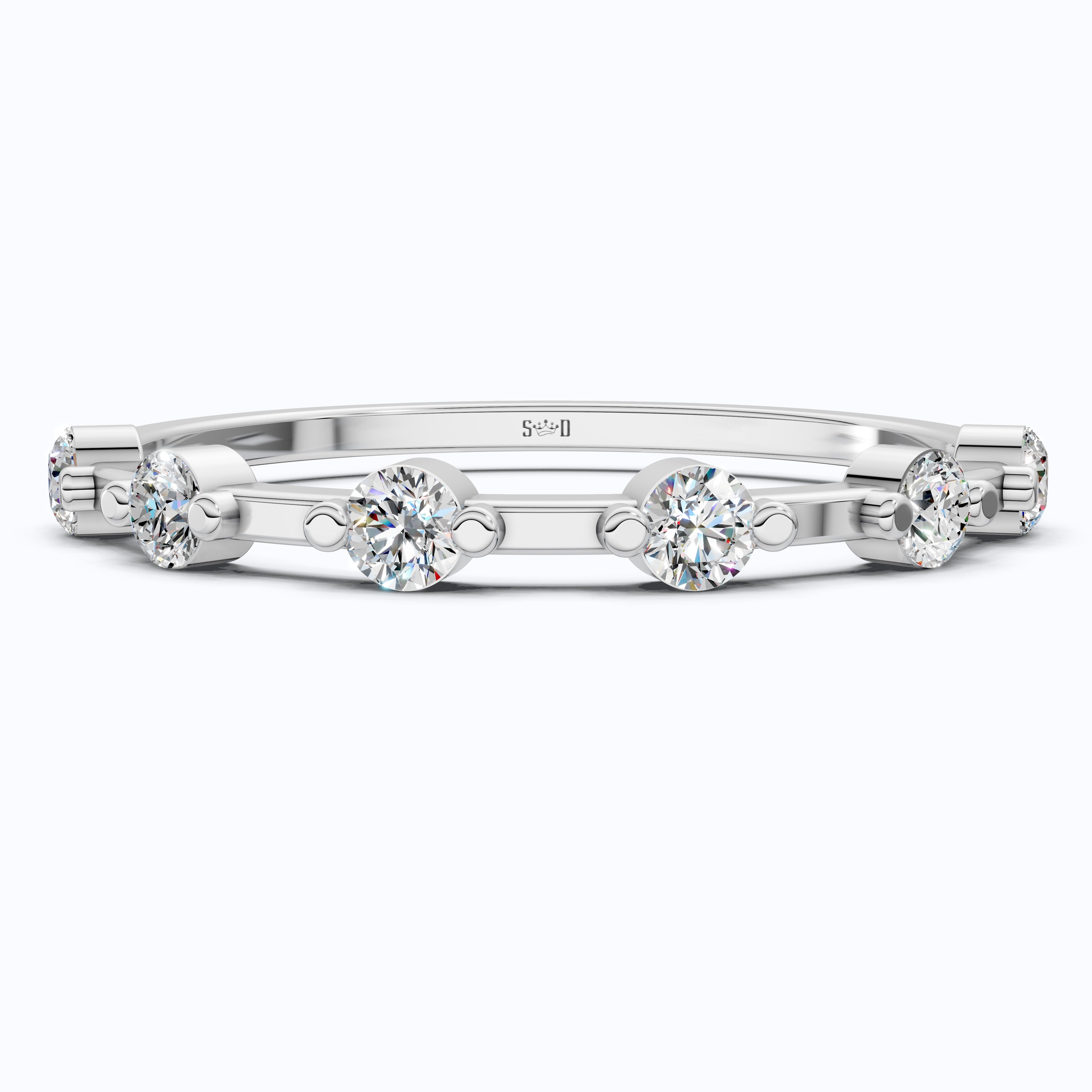 Tiny Dot Diamond Stacker Band in 14K Yellow Gold, 0.18 TCW Round Cut Lab Created Diamonds, Promise Ring, Gift For Her, Christmas Gift