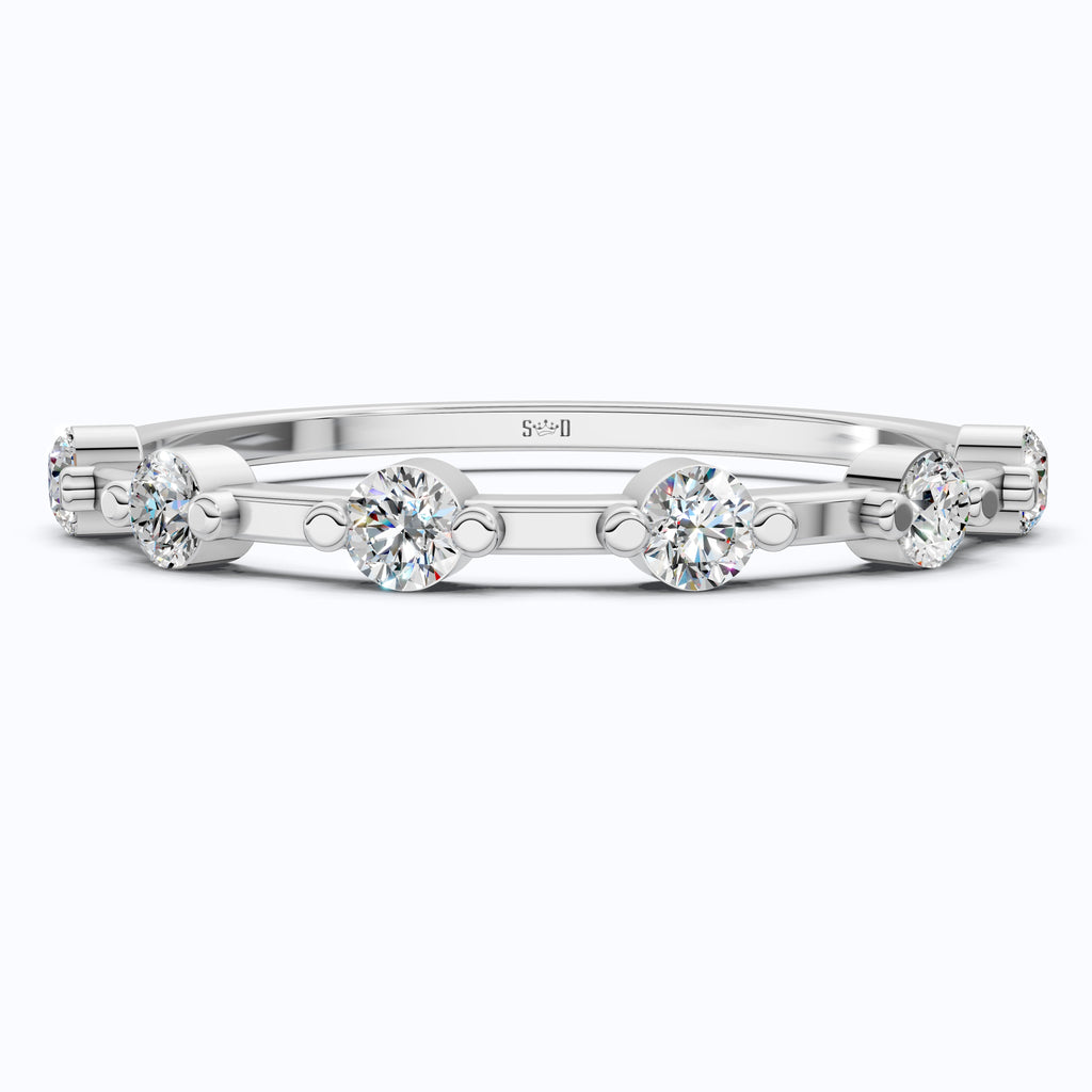 Tiny Dot Diamond Stacker Band in 14K Yellow Gold, 0.18 TCW Round Cut Lab Created Diamonds, Promise Ring, Gift For Her, Christmas Gift