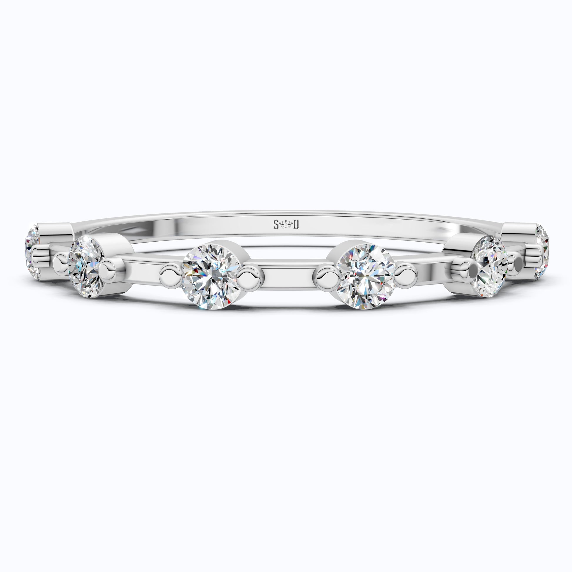 Tiny Dot Diamond Stacker Band in 14K Yellow Gold, 0.18 TCW Round Cut Lab Created Diamonds, Promise Ring, Gift For Her, Christmas Gift