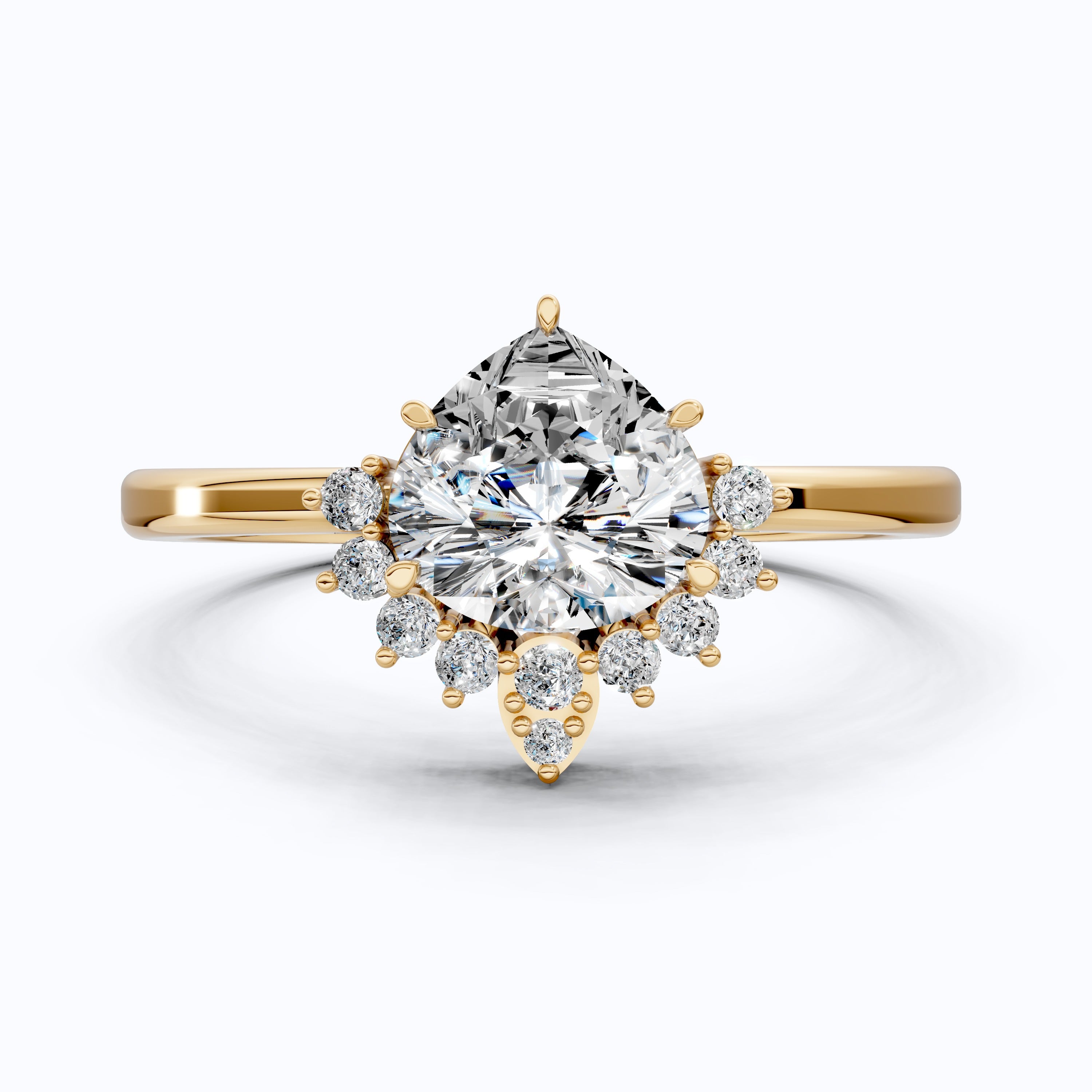 Crown Halo Pear Cut Cluster Engagement Ring in 18K Solid Gold, 0.95 TCW Lab Diamond Unique Wedding Bridal Jewelry, Anniversary Gift for Women