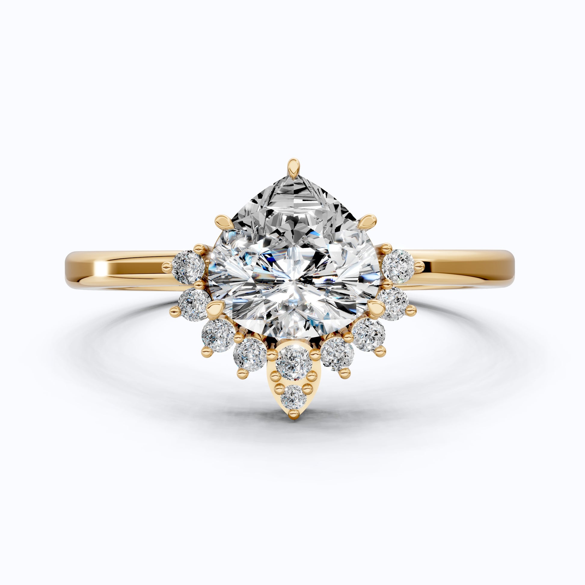 Crown Halo Pear Cut Cluster Engagement Ring in 18K Solid Gold, 0.95 TCW Lab Diamond Unique Wedding Bridal Jewelry, Anniversary Gift for Women