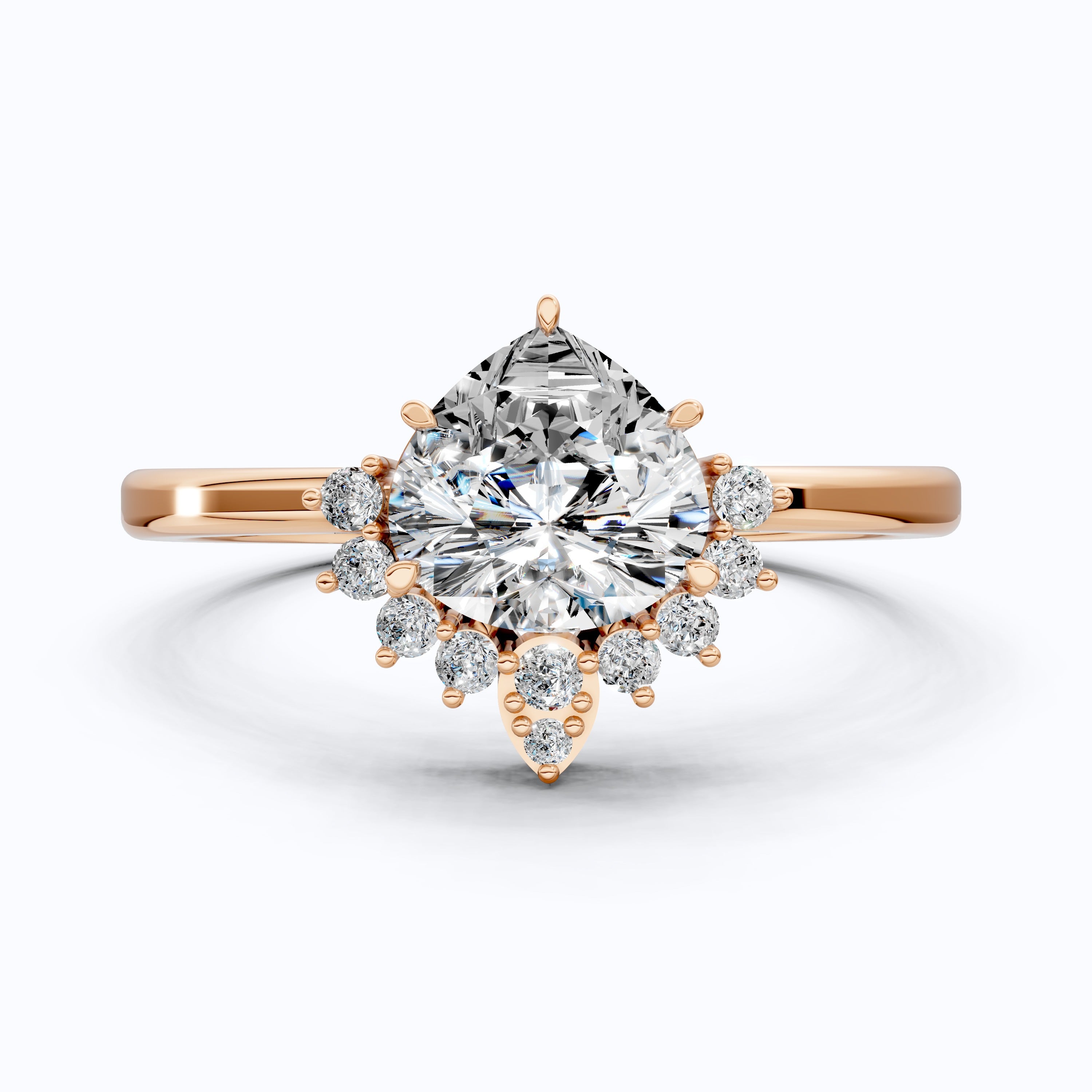 Crown Halo Pear Cut Cluster Engagement Ring in 18K Solid Gold, 0.95 TCW Lab Diamond Unique Wedding Bridal Jewelry, Anniversary Gift for Women