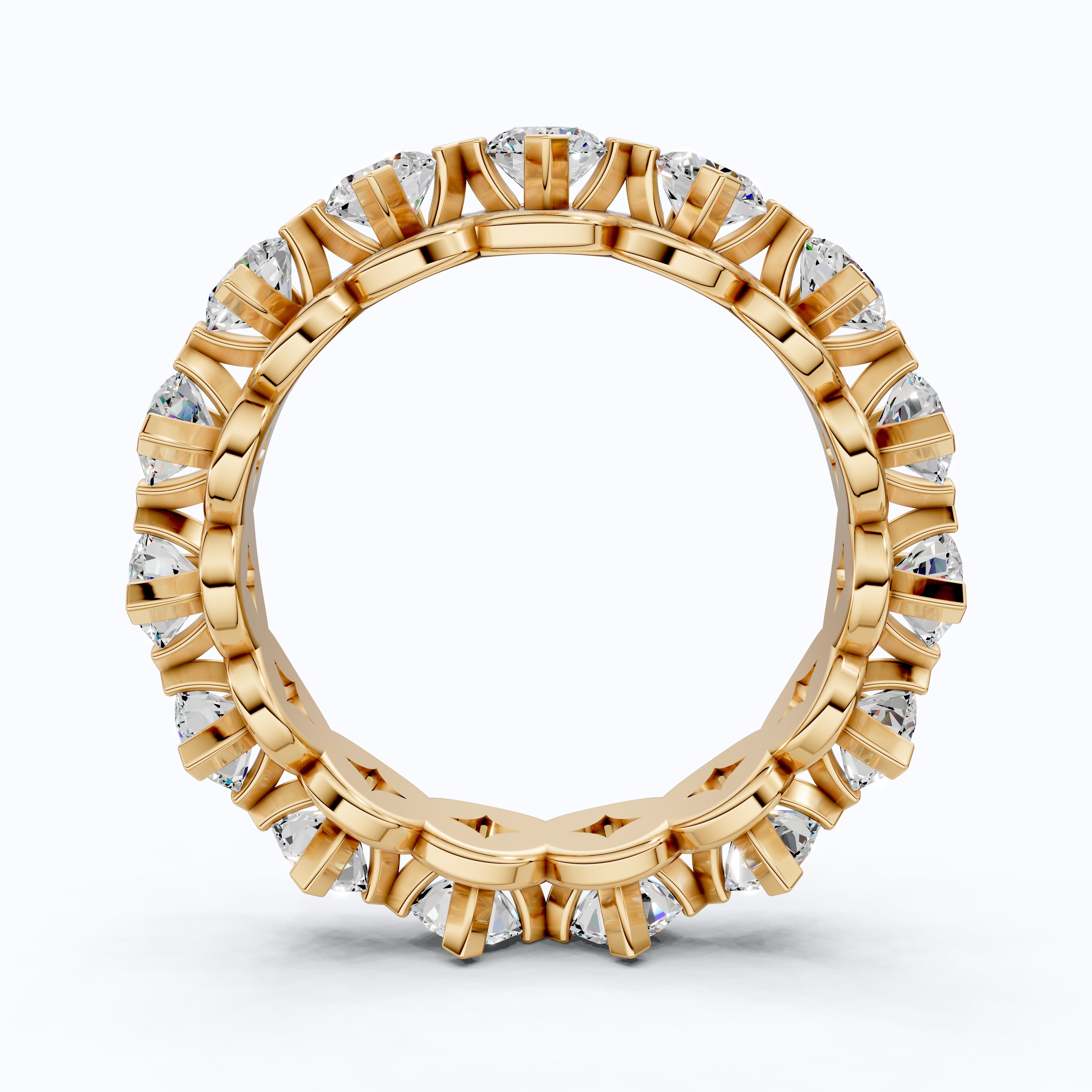 Scalloped Petal Crown Eternity Band in 14k Solid Gold, 1.50 TCW Round Cut Lab Grown Diamonds, Classic Anniversary Gift