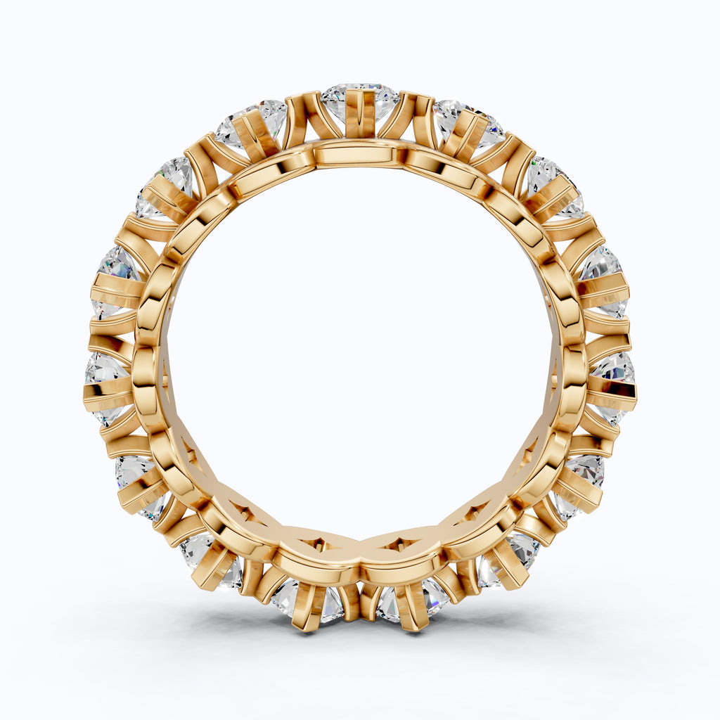 Scalloped Petal Crown Eternity Band in 14k Solid Gold, 1.50 TCW Round Cut Lab Grown Diamonds, Classic Anniversary Gift