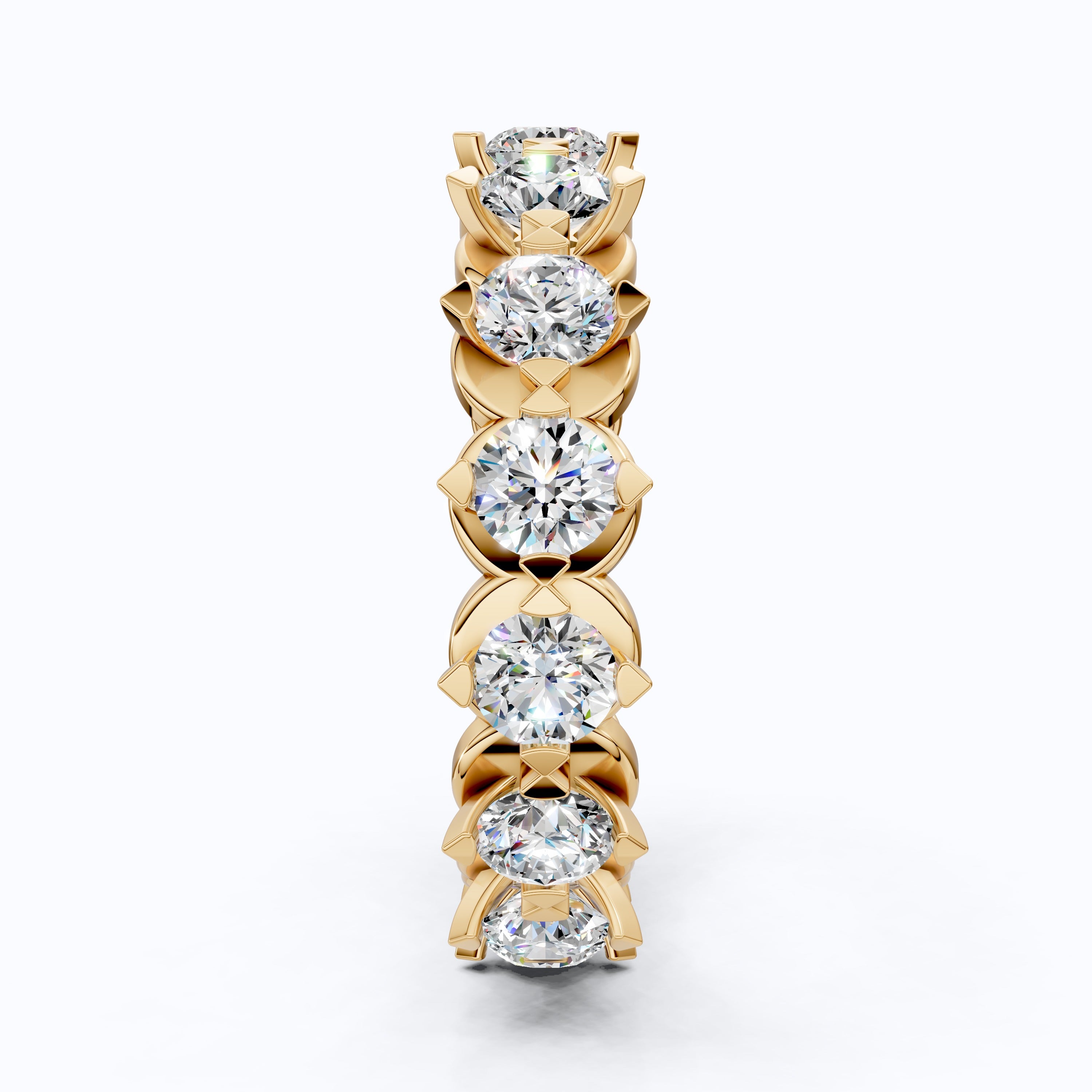 Scalloped Petal Crown Eternity Band in 14k Solid Gold, 1.50 TCW Round Cut Lab Grown Diamonds, Classic Anniversary Gift