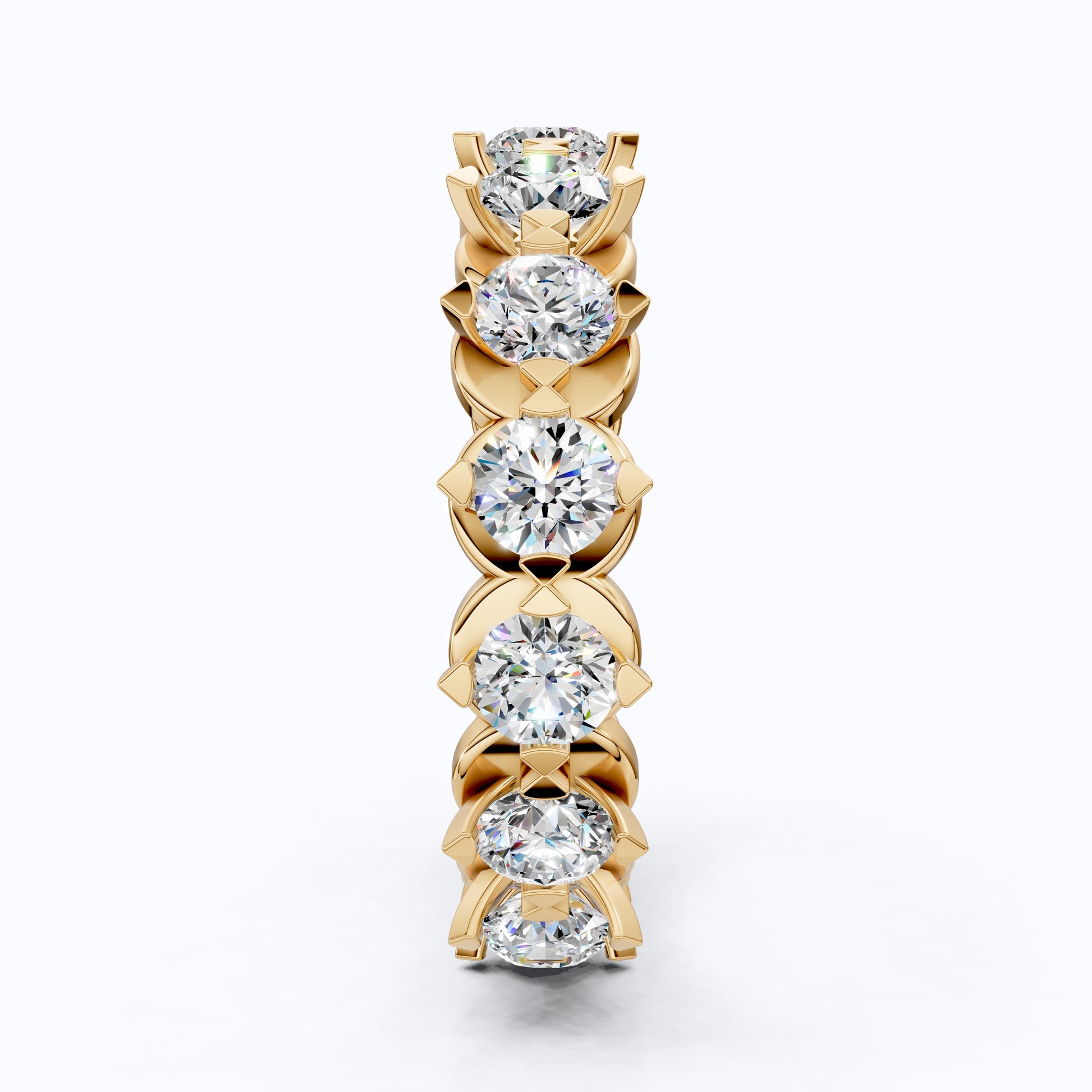 Scalloped Petal Crown Eternity Band in 14k Solid Gold, 1.50 TCW Round Cut Lab Grown Diamonds, Classic Anniversary Gift