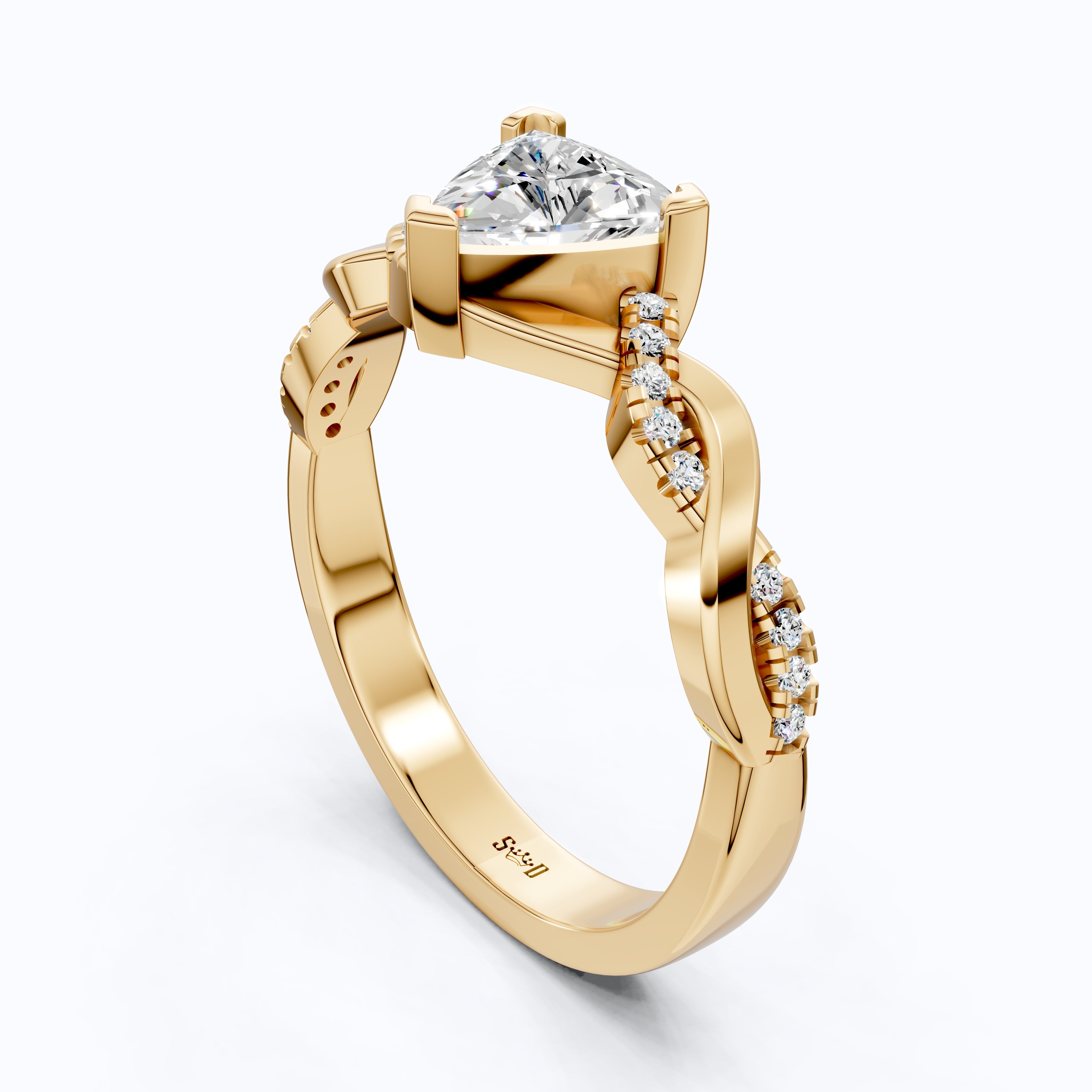 Twisted Infinity Trillion Solitaire Engagement Ring in 14K Solid Gold, 0.70 CT Trillion Cut Lab Created Diamond, Gift for Her