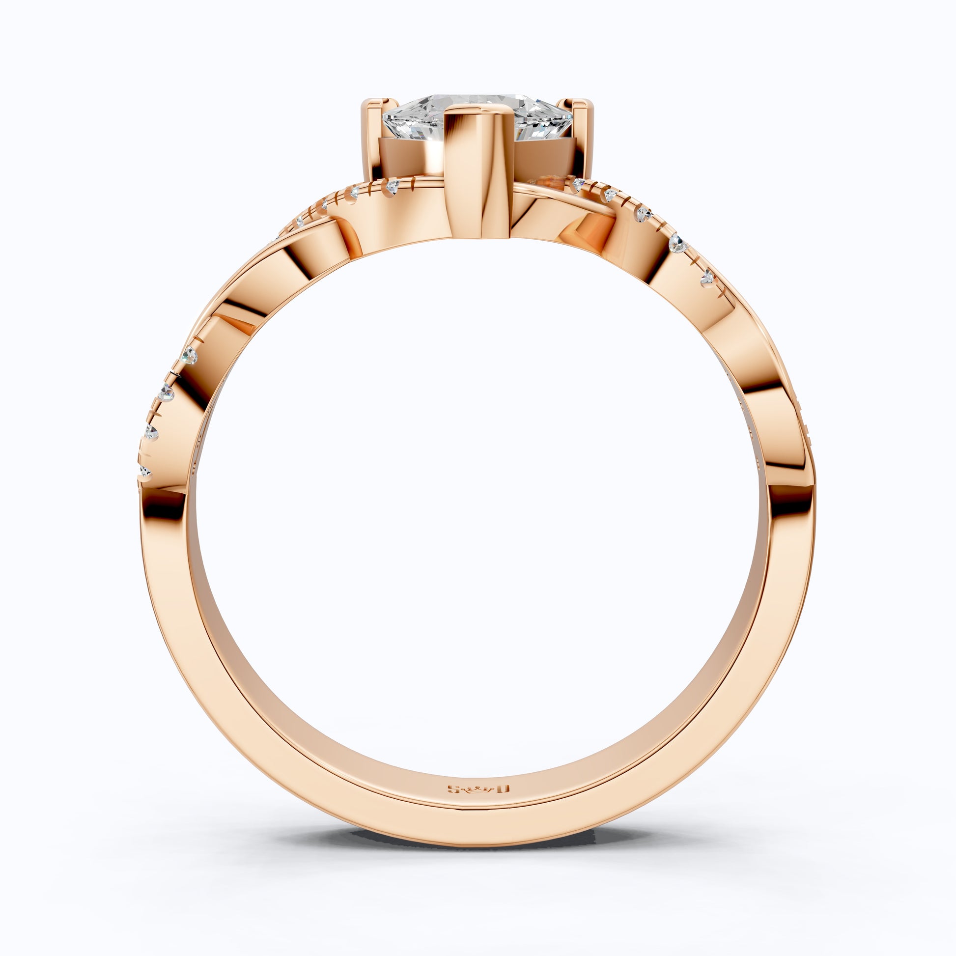 Twisted Infinity Trillion Solitaire Engagement Ring in 14K Solid Gold, 0.70 CT Trillion Cut Lab Created Diamond, Gift for Her