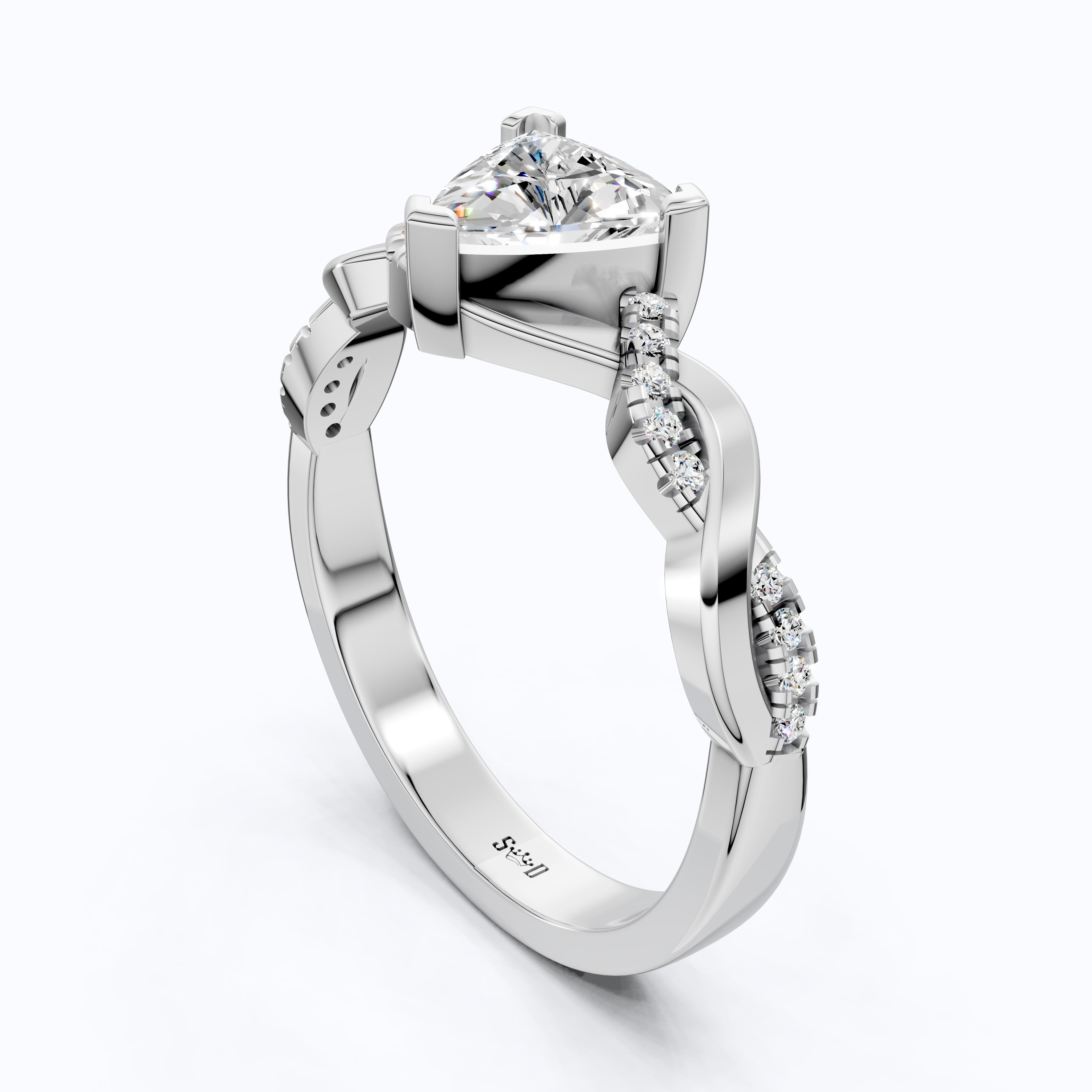 Twisted Infinity Trillion Solitaire Engagement Ring in 14K Solid Gold, 0.70 CT Trillion Cut Lab Created Diamond, Gift for Her