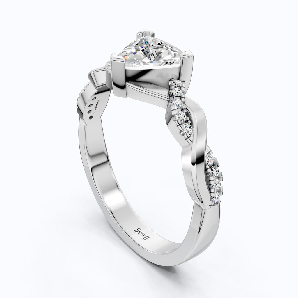 Twisted Infinity Trillion Solitaire Engagement Ring in 14K Solid Gold, 0.70 CT Trillion Cut Lab Created Diamond, Gift for Her