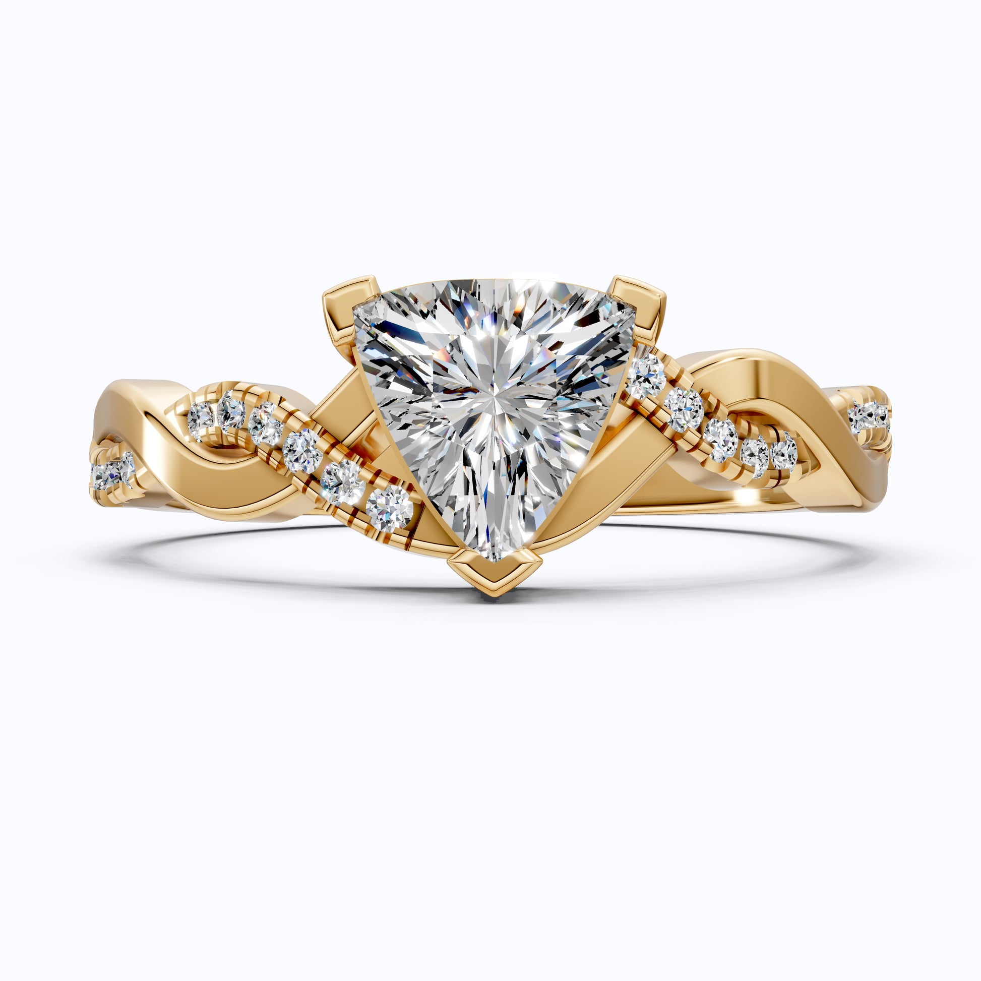 Twisted Infinity Trillion Solitaire Engagement Ring in 14K Solid Gold, 0.70 CT Trillion Cut Lab Created Diamond, Gift for Her