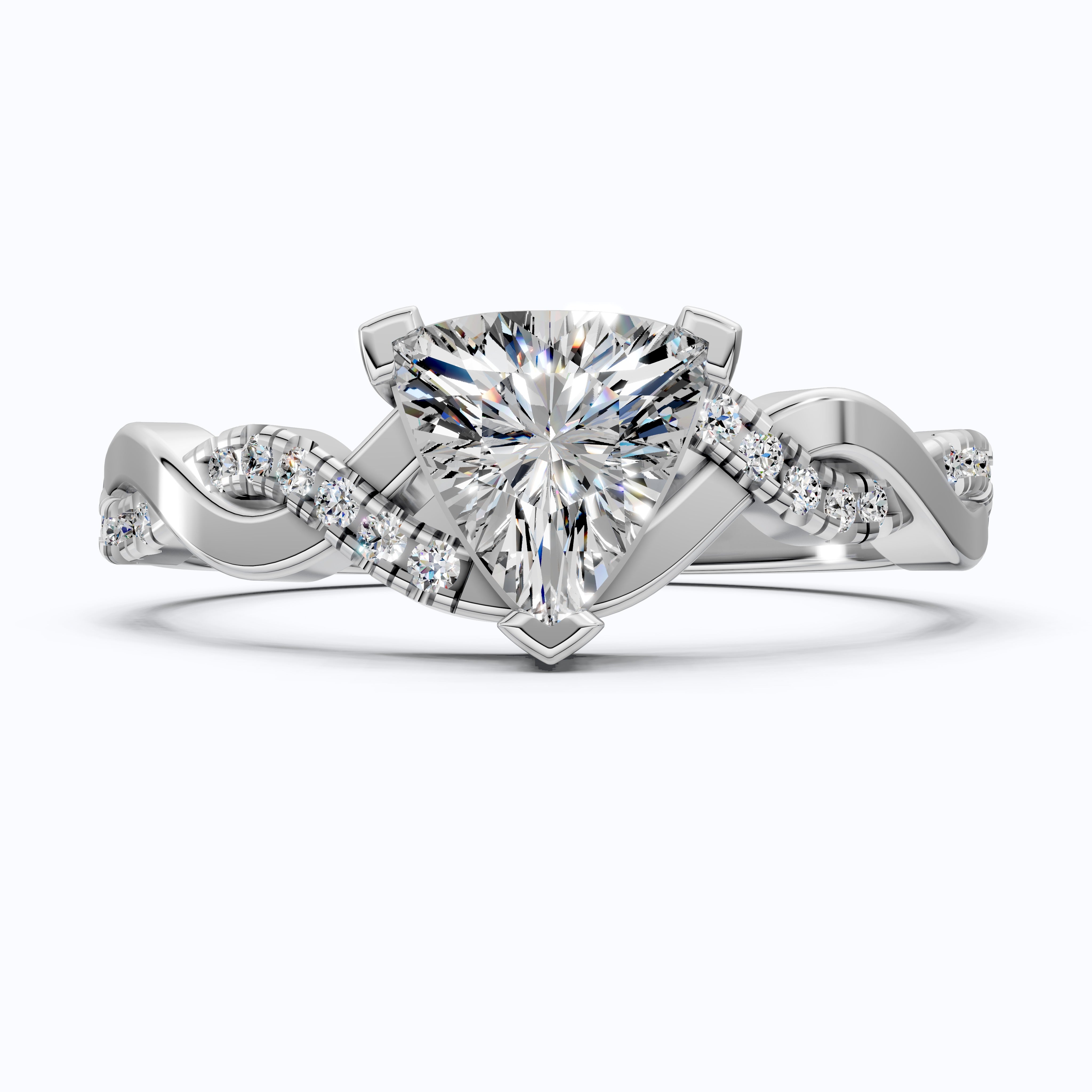 Twisted Infinity Trillion Solitaire Engagement Ring in 14K Solid Gold, 0.70 CT Trillion Cut Lab Created Diamond, Gift for Her