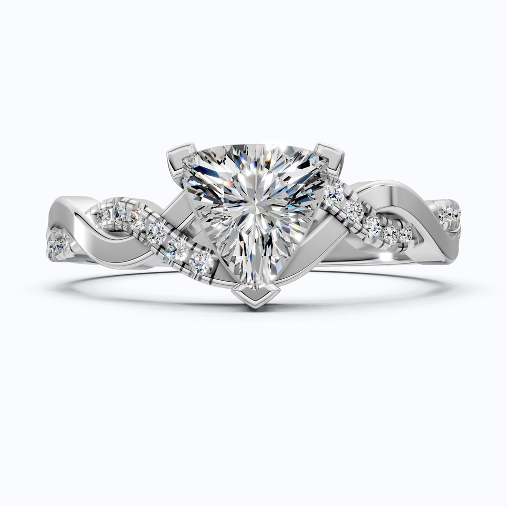 Twisted Infinity Trillion Solitaire Engagement Ring in 14K Solid Gold, 0.70 CT Trillion Cut Lab Created Diamond, Gift for Her